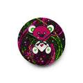 Teddy Bear Acrylic Wall Clock — Cute Pink Bear on Neon Swirl Background