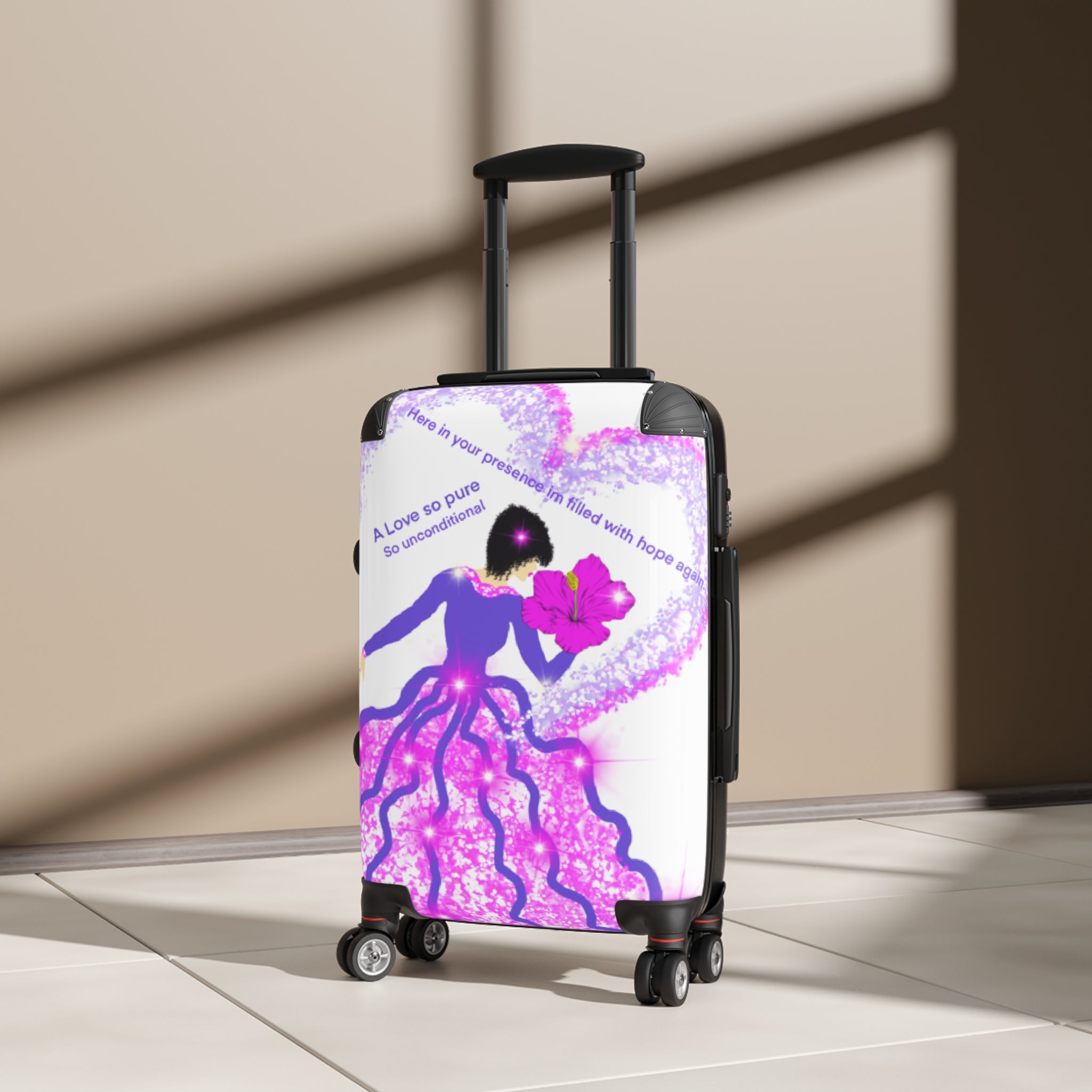 Suitcase — Pink Dream Princess Travel Carry-On with Inspirational Quote