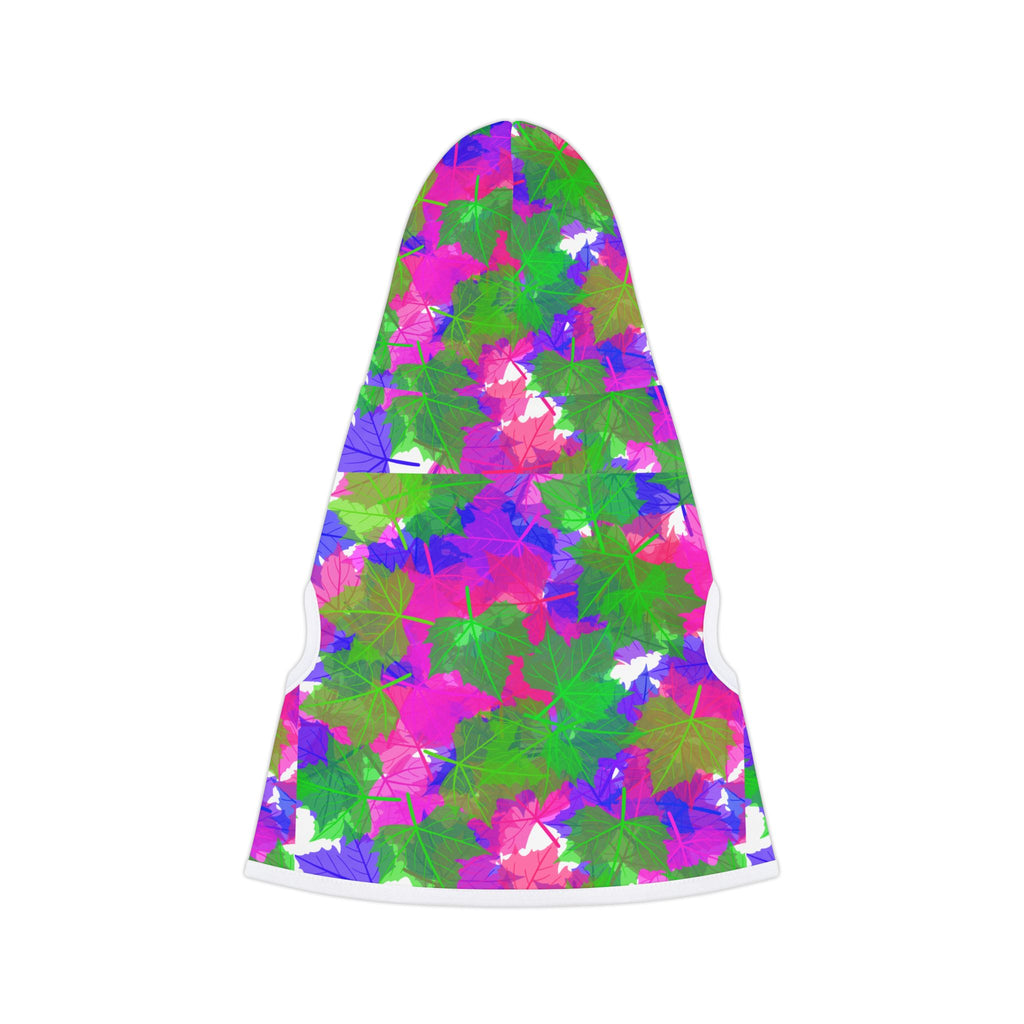Colorful Floral Pet Hoodie — Bright Pink, Green & Purple Dog Hoodie