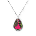 Pink Prom Silhouette Oval Necklace — Dancer Pendant Jewelry