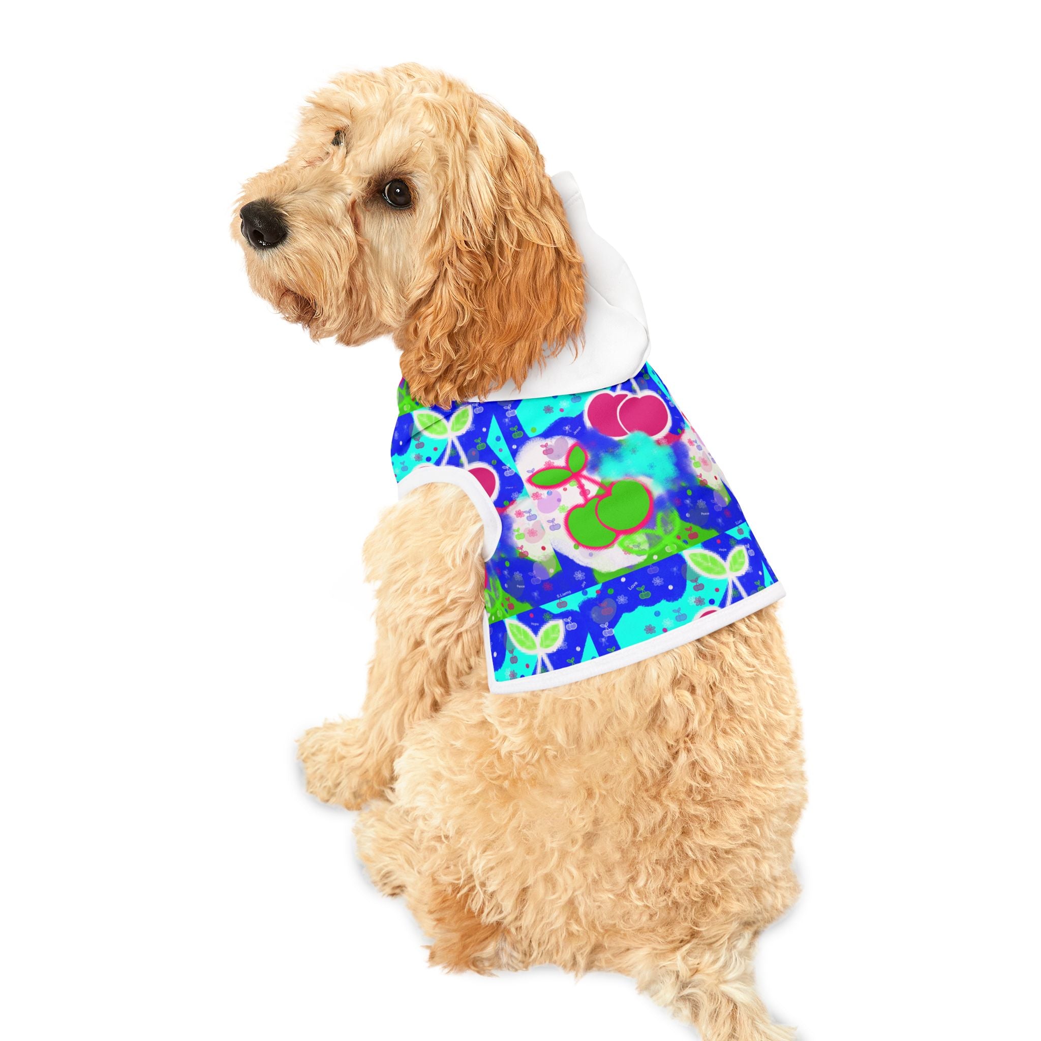 Cherry Pop Pet Hoodie — Colorful Retro Fruit Print Dog & Cat Hoodie
