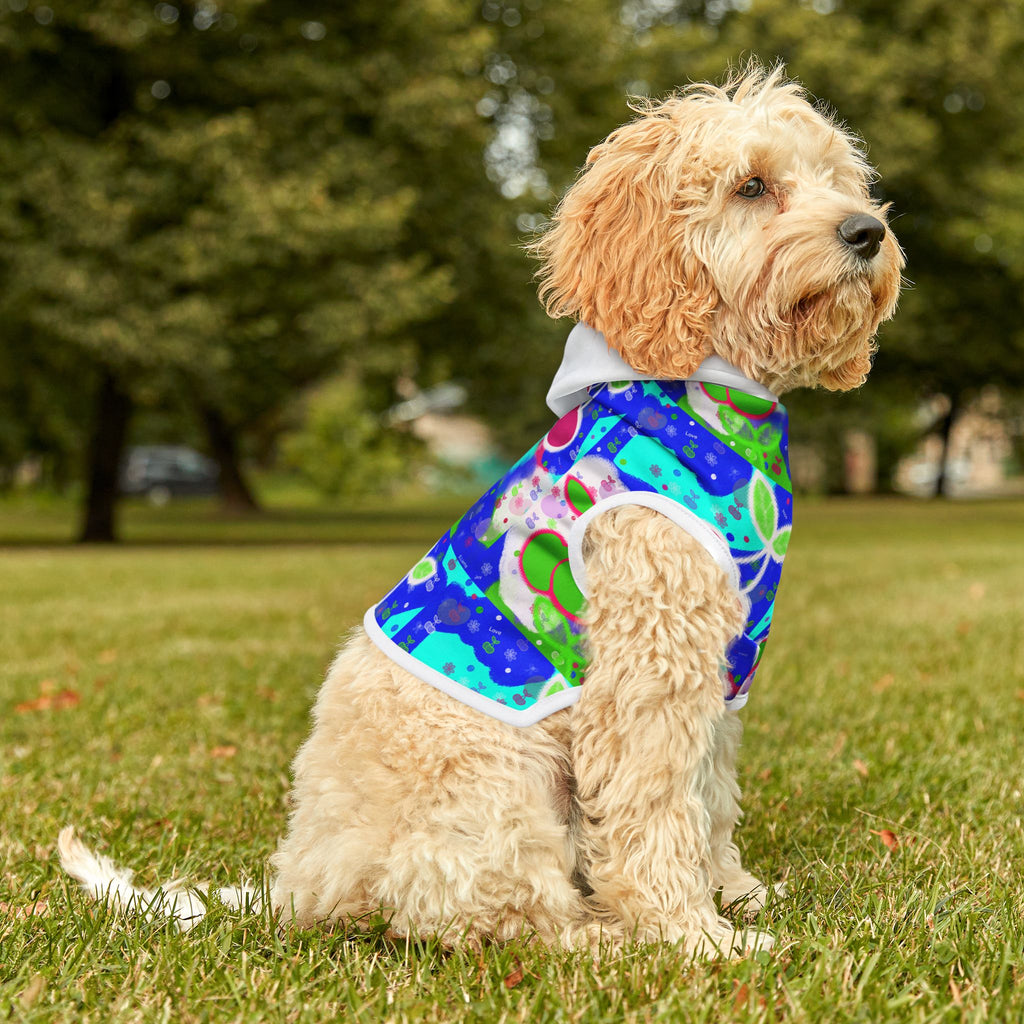 Cherry Pop Pet Hoodie — Colorful Retro Fruit Print Dog & Cat Hoodie