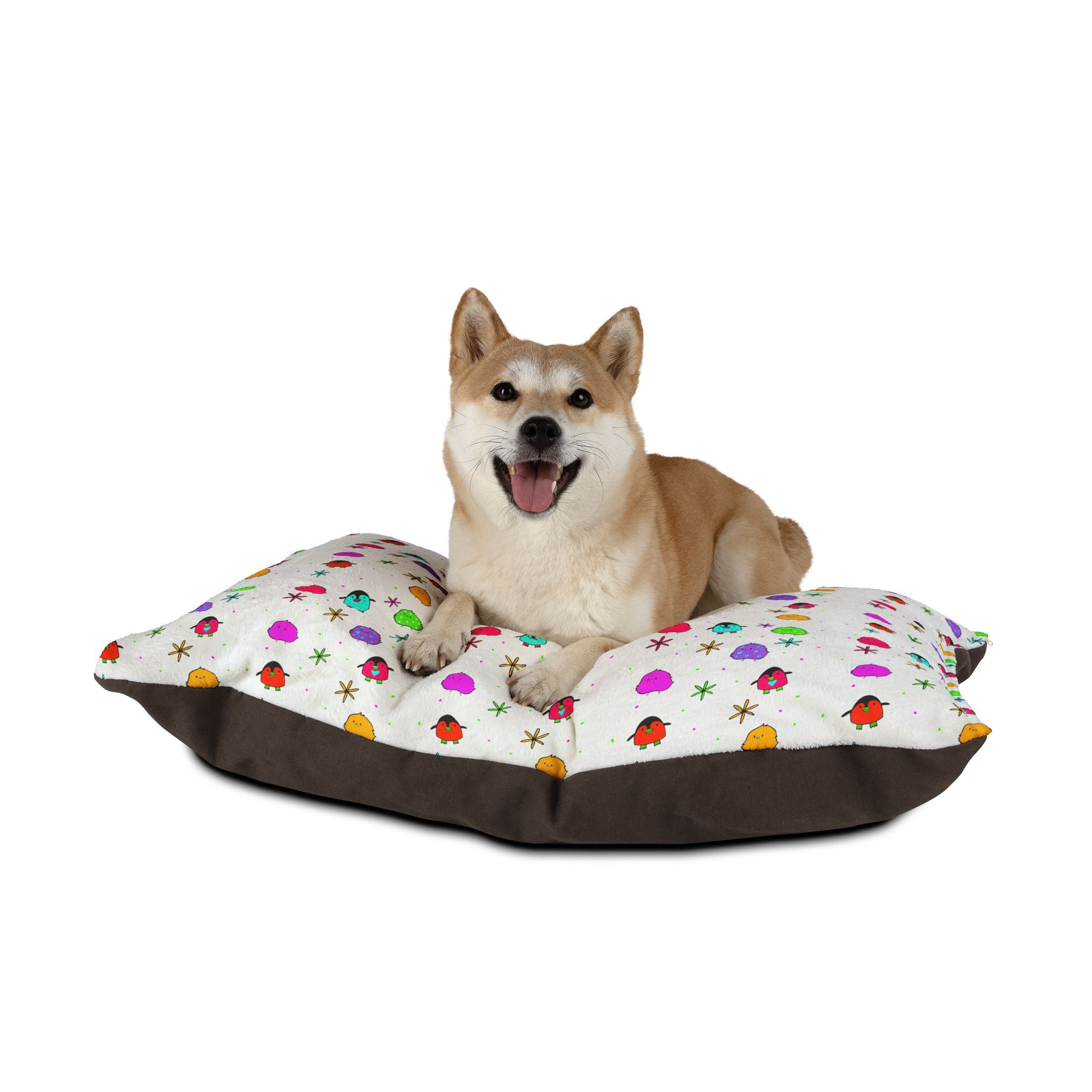 Colorful Chick Pattern Pet Bed — Cozy Plush Dog & Cat Pillow