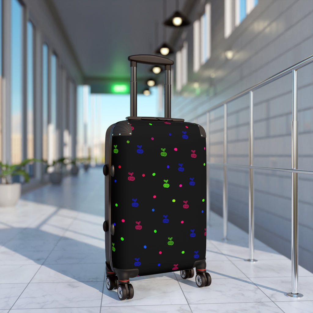 Neon Snack Icons Carry-On Suitcase — Playful Travel Luggage with Colorful Candy Pattern