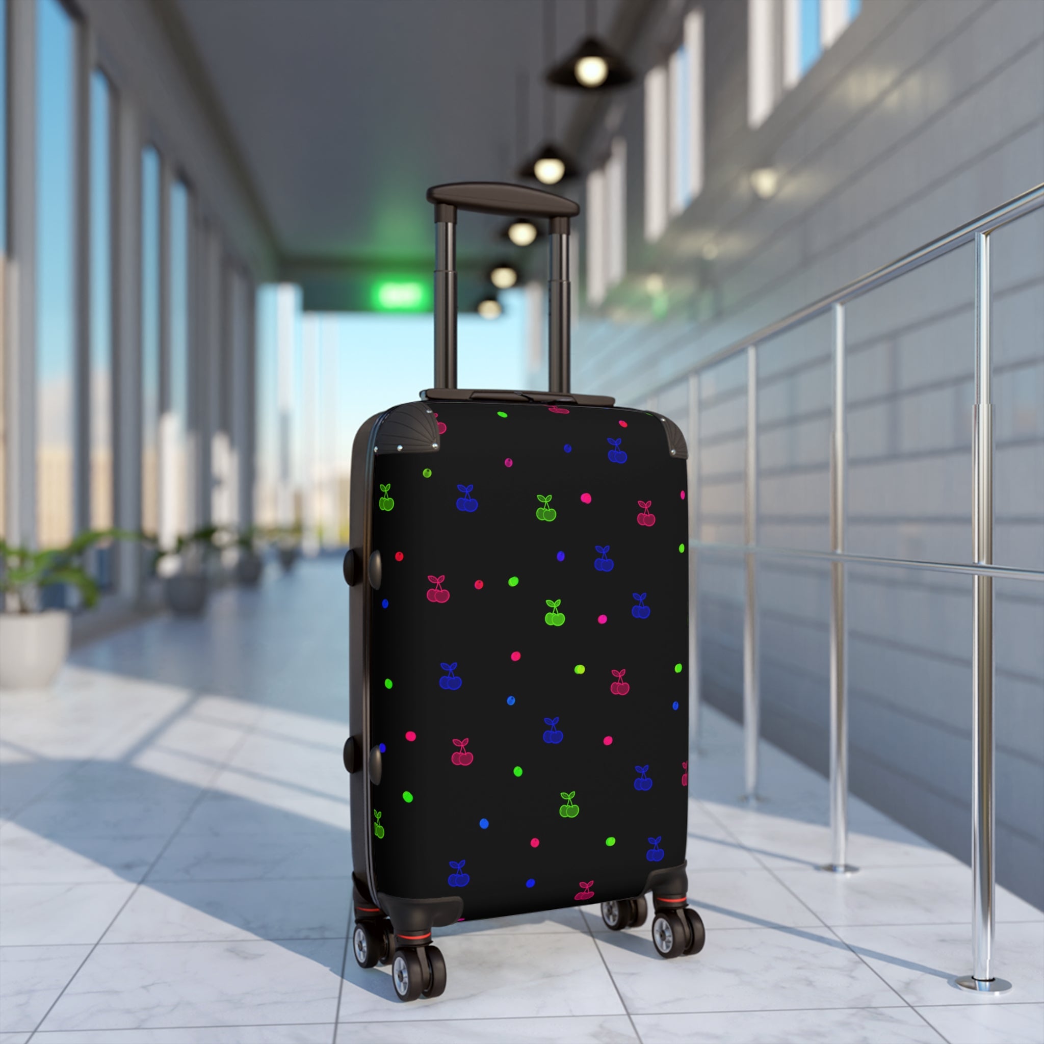 Neon Snack Icons Carry-On Suitcase — Playful Travel Luggage with Colorful Candy Pattern