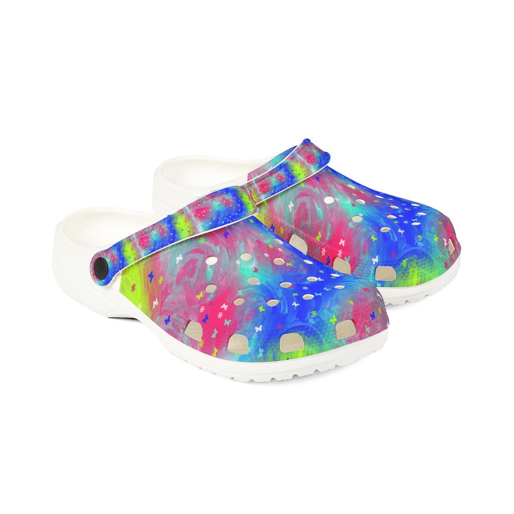 Color Splash EVA Foam Clogs — Tie-Dye Neon Garden Slip-On Shoes
