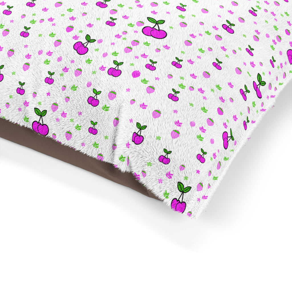 Pink Apple Pattern Pet Bed — Plush Small Dog & Cat Pillow