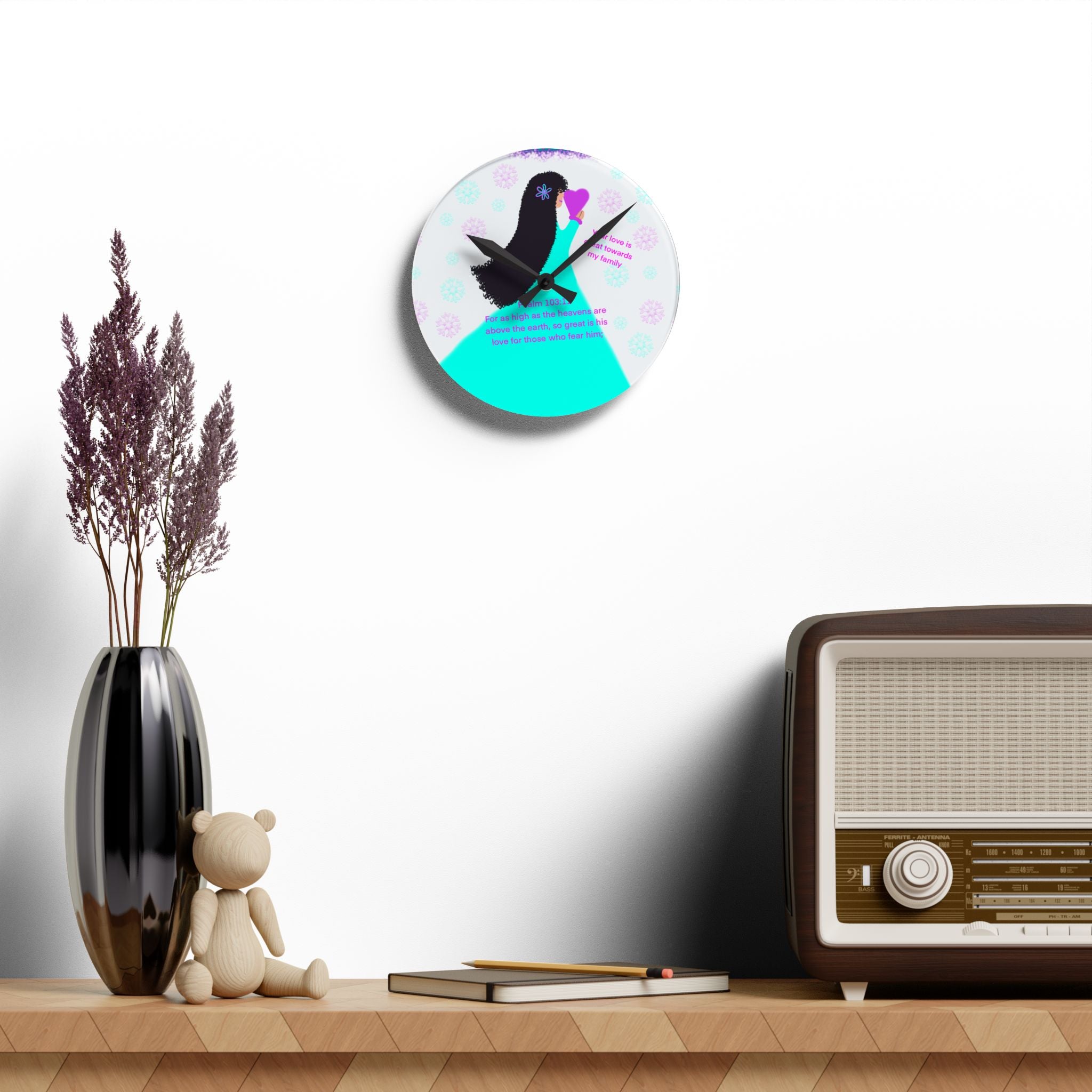 Acrylic Wall Clock — Inspirational Silhouette Love Quote Clock