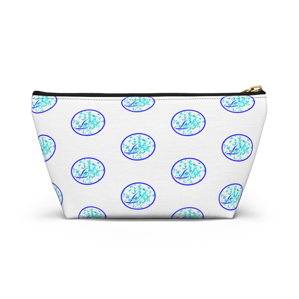 Ocean Breeze Accessory Pouch — Blue Sea Glass Pattern T-Bottom Zipper Bag
