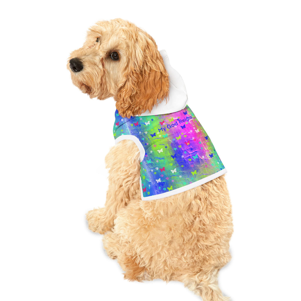 Pet Hoodie - 'My God Reigns' Colorful Butterfly Faith Hoodie for Dogs & Cats