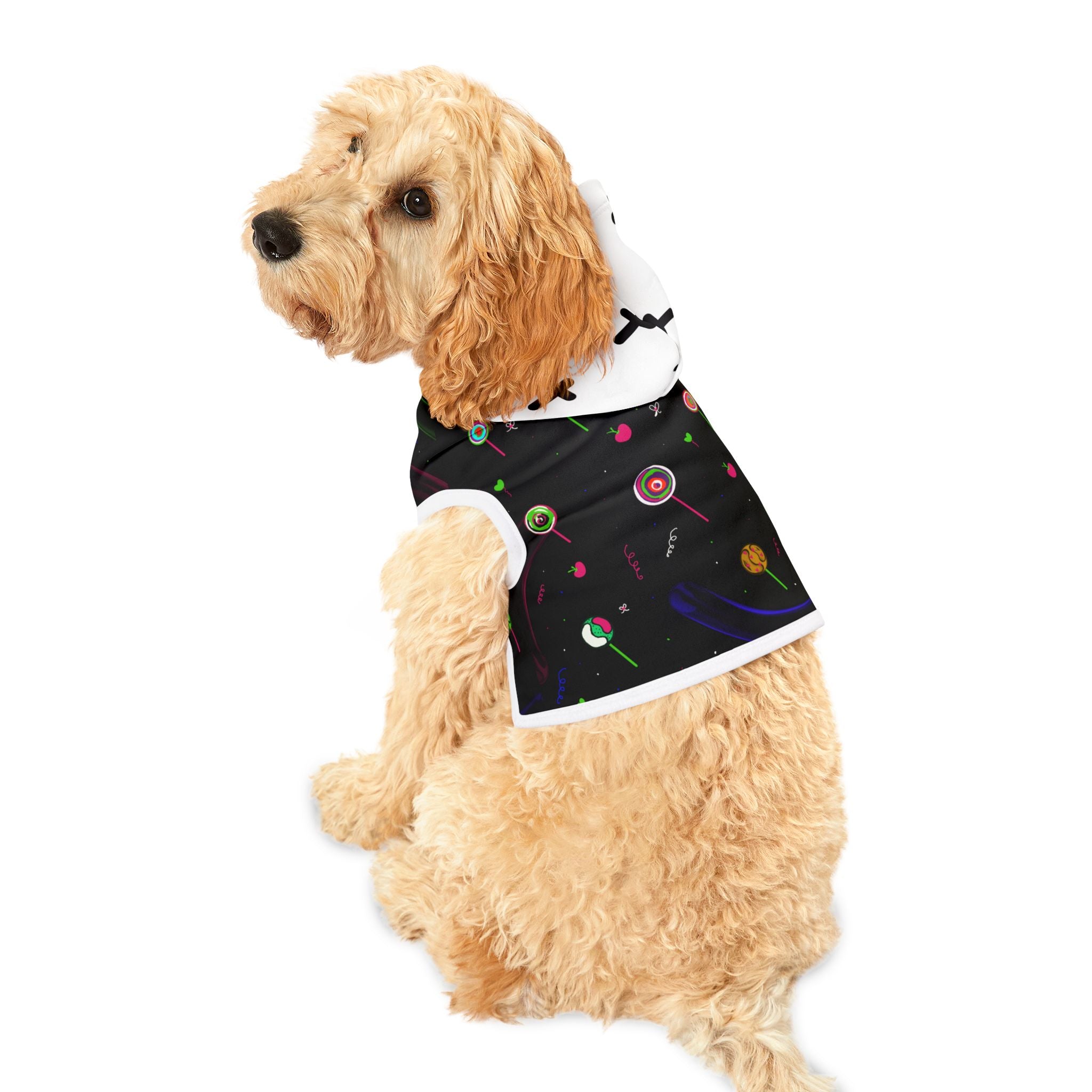 Candy Galaxy Pet Hoodie — Space Lollipop Print Dog & Cat Sweatshirt