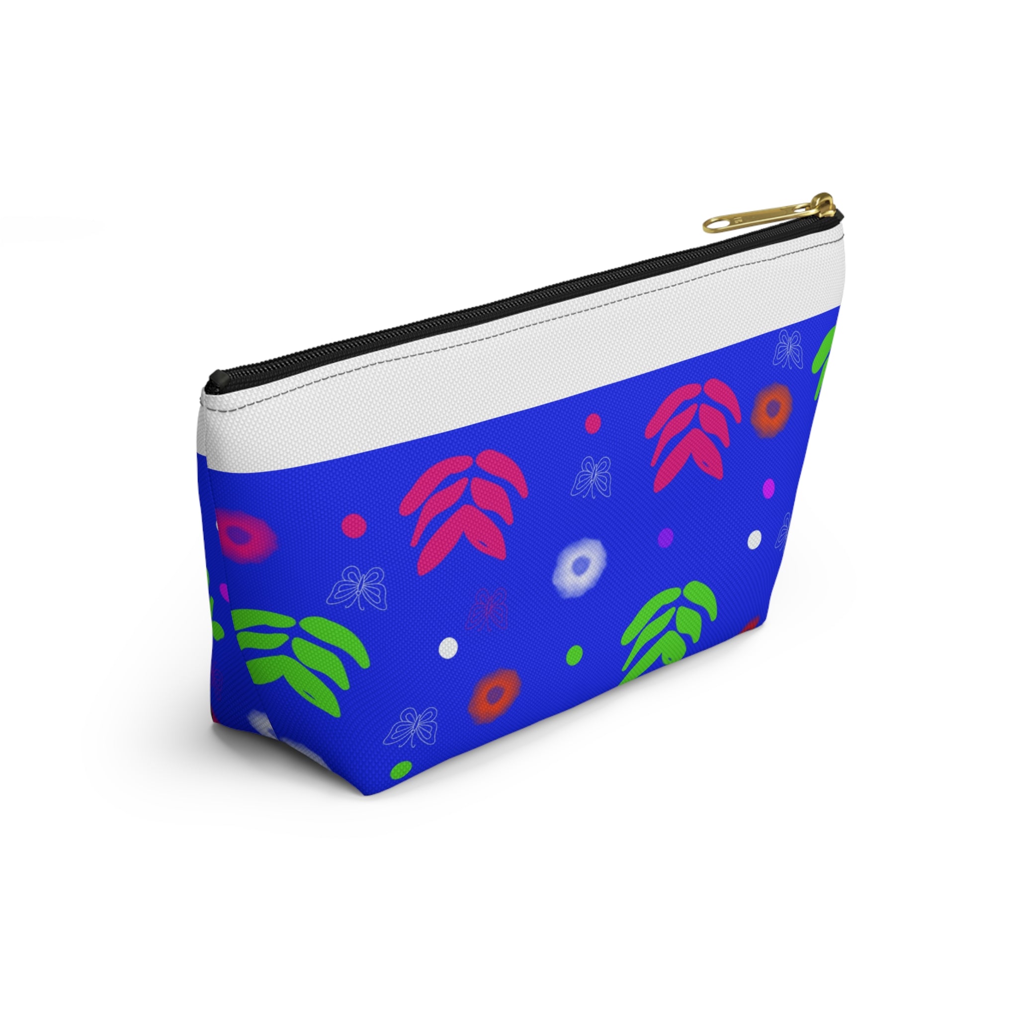 Blue Floral Accessory Pouch — Bright Botanical Makeup Bag
