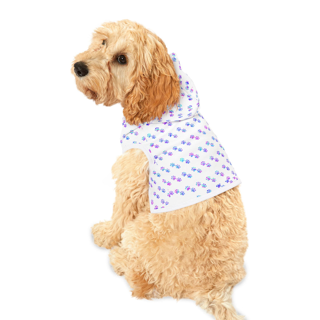 Pastel Paw Print Pet Hoodie — Cute Floral Paw Pattern Dog & Cat Hoodie