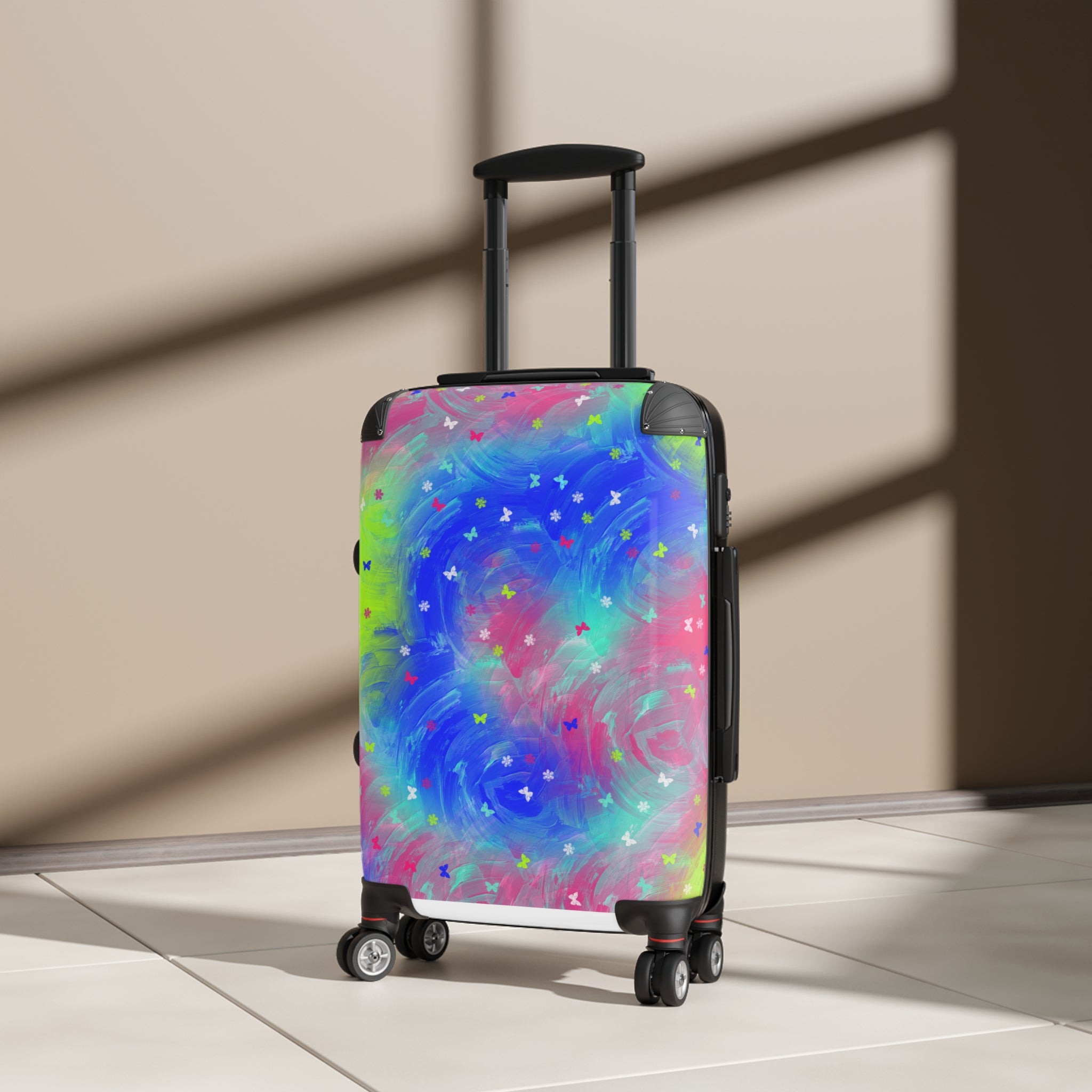 Galaxy Swirl Suitcase — Colorful Butterfly Travel Luggage