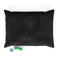 Pet Bed - Cozy Black Plush Bed with Colorful Confetti Paw Print Pattern