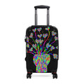 Vibrant Heart Bouquet Carry-On Suitcase — Neon Floral Travel Luggage