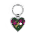 Floral Heart Keychain – Romantic Pink Roses on Green Background