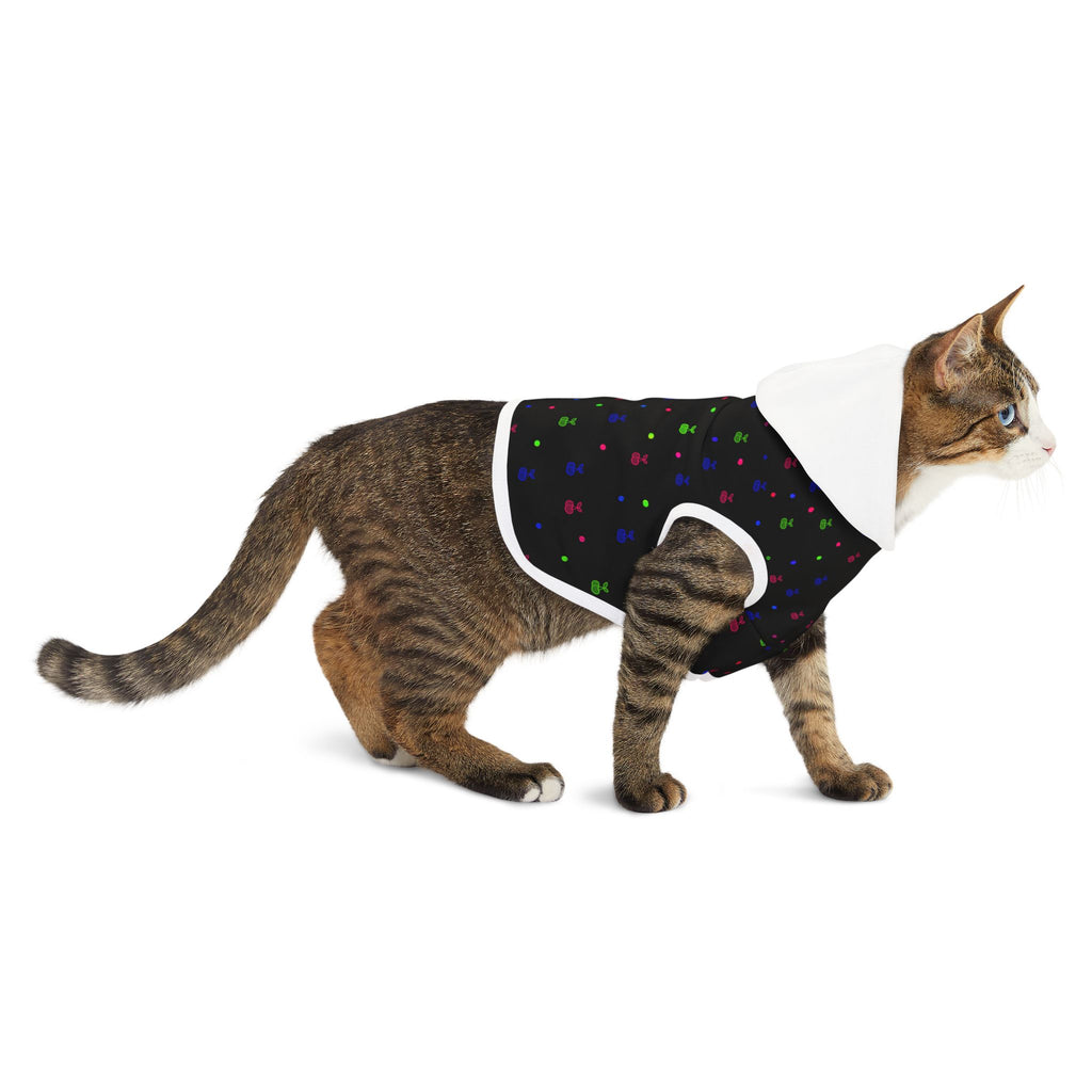 Pet Hoodie - Colorful Paw Print Hooded Dog & Cat Sweatshirt