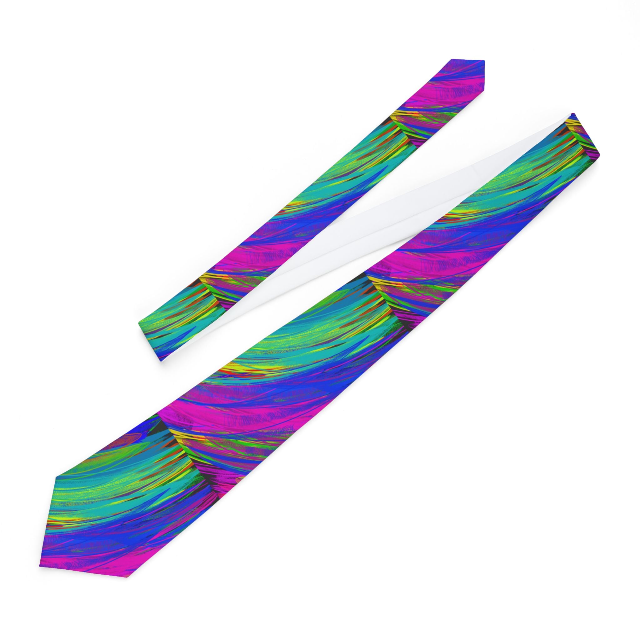 Abstract Rainbow Swirl Necktie — Colorful Artistic Silk-Feel Tie for Men