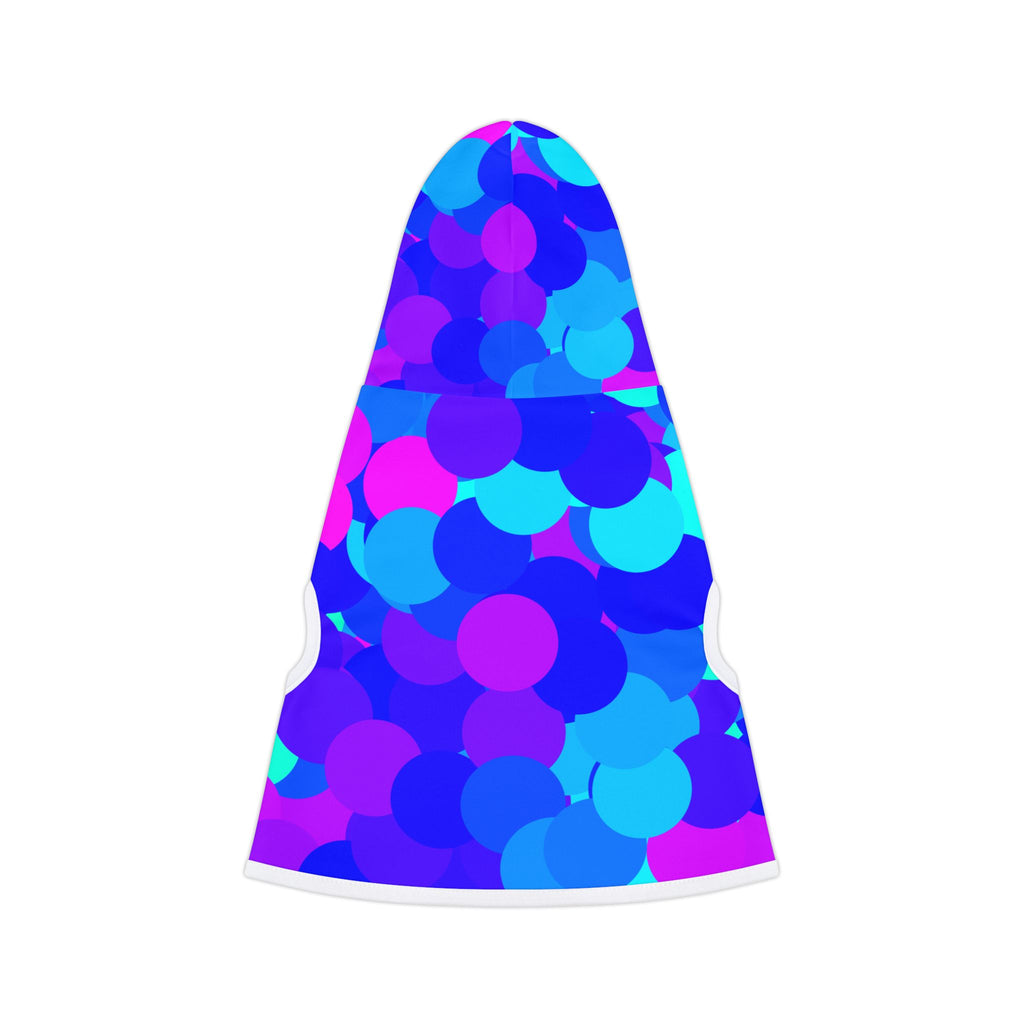 Pet Hoodie - Vibrant Blue & Purple Bubble Print Hooded Dog Sweatshirt