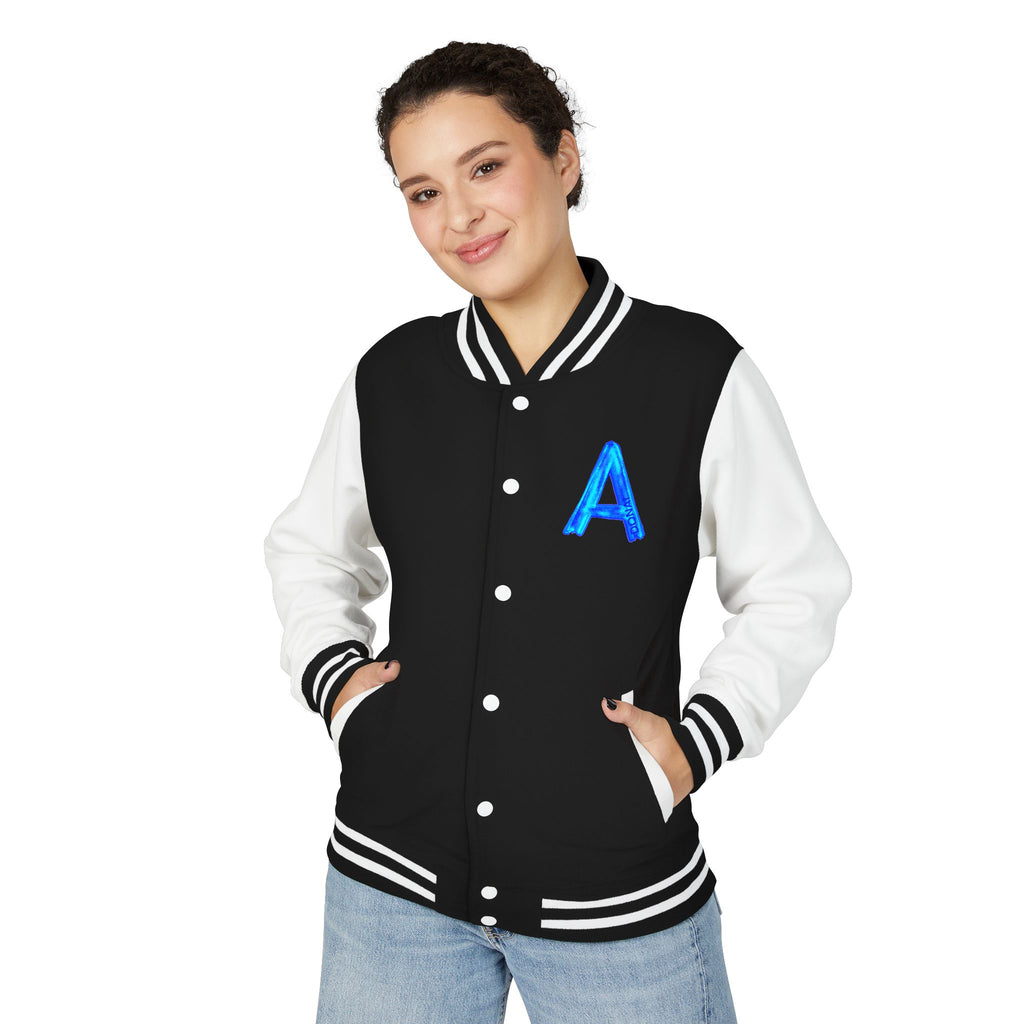 Letterman Jacket with Blue Neon 'A' Back Graphic
