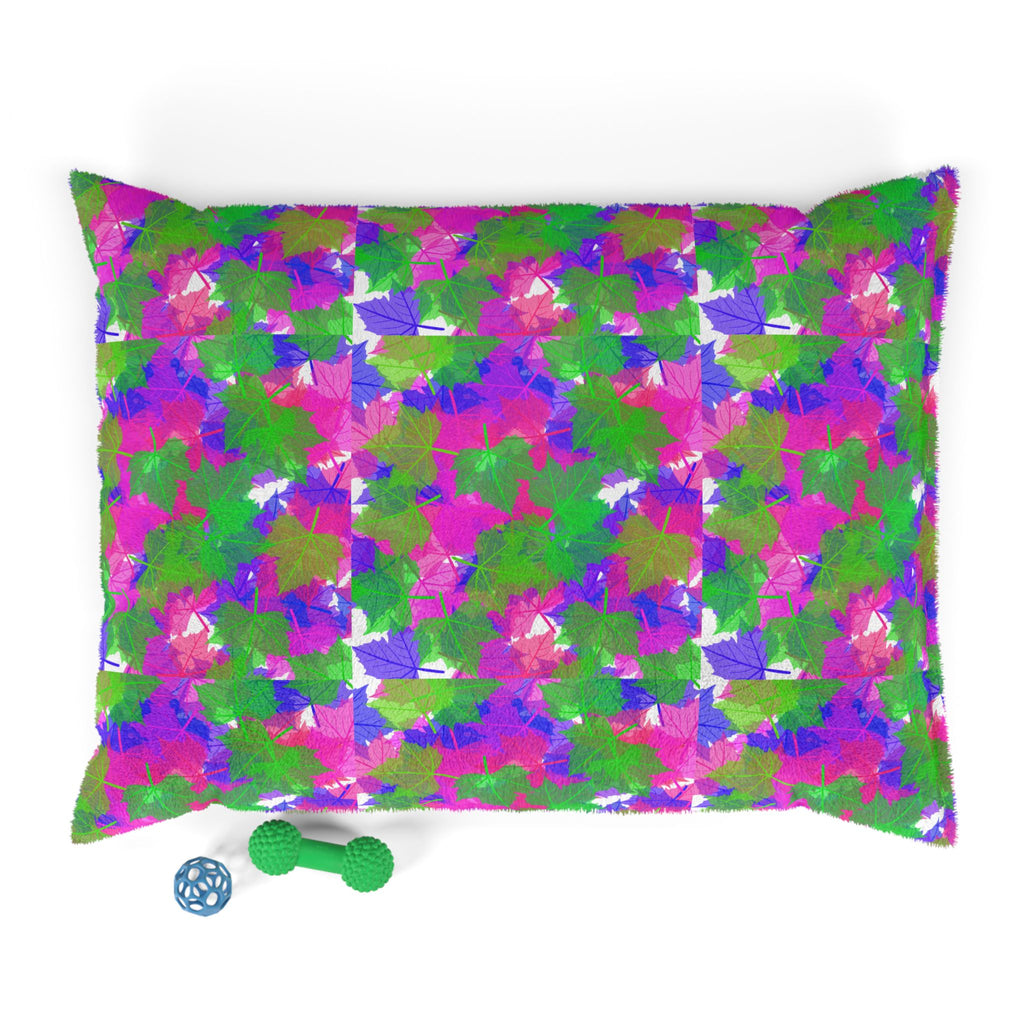 Colorful Floral Leaf Pet Bed — Plush Dog & Cat Cushion