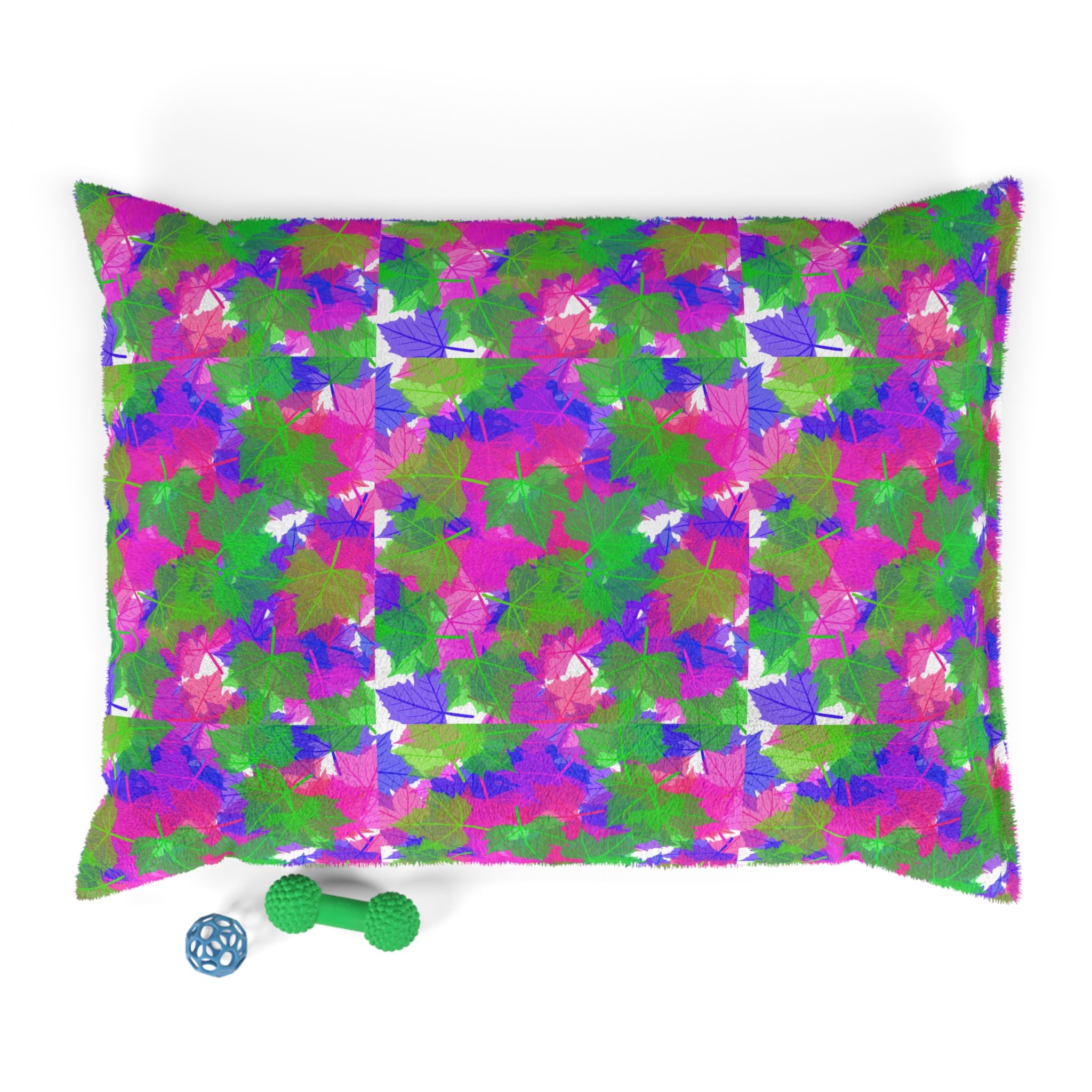 Colorful Floral Leaf Pet Bed — Plush Dog & Cat Cushion