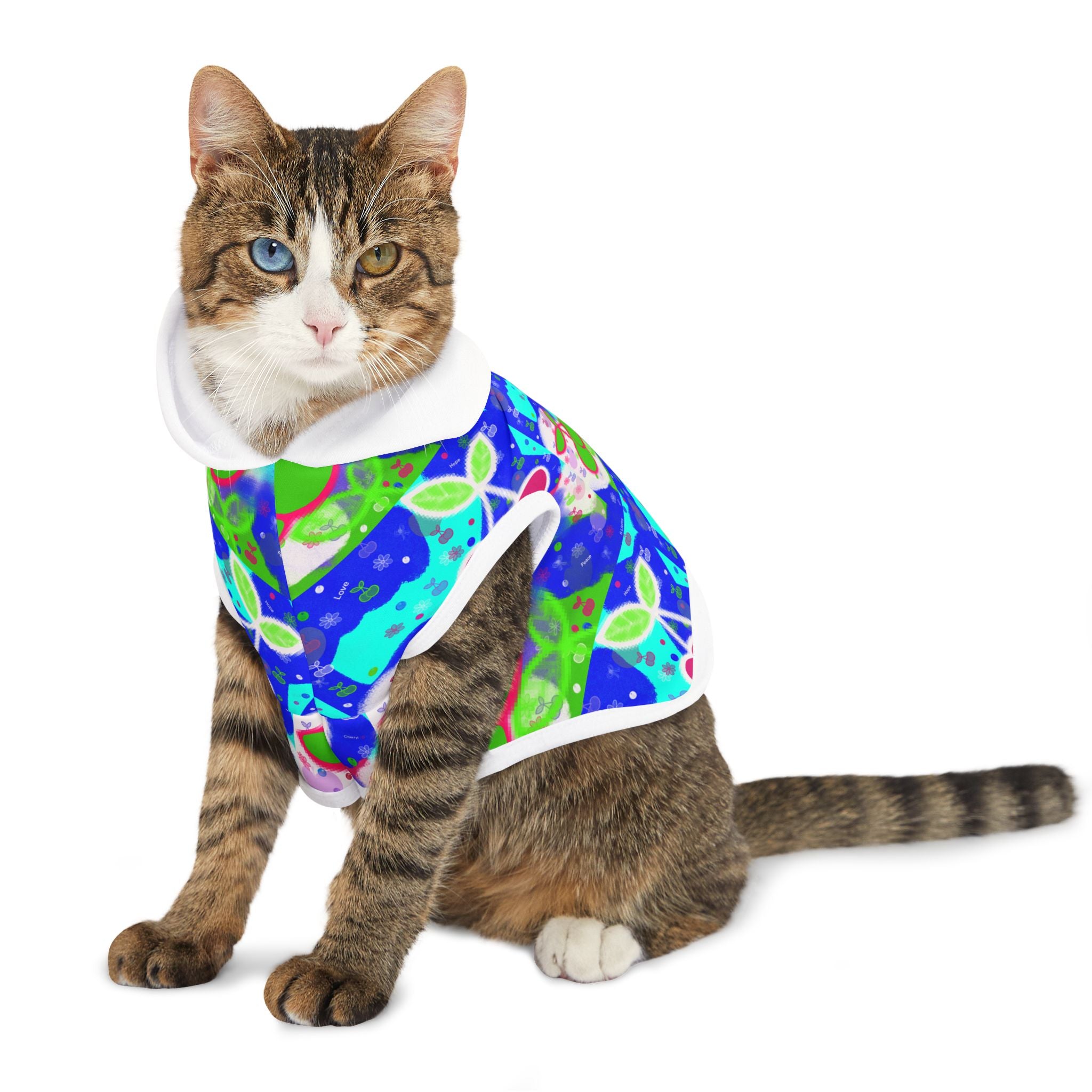 Cherry Pop Pet Hoodie — Colorful Retro Fruit Print Dog & Cat Hoodie