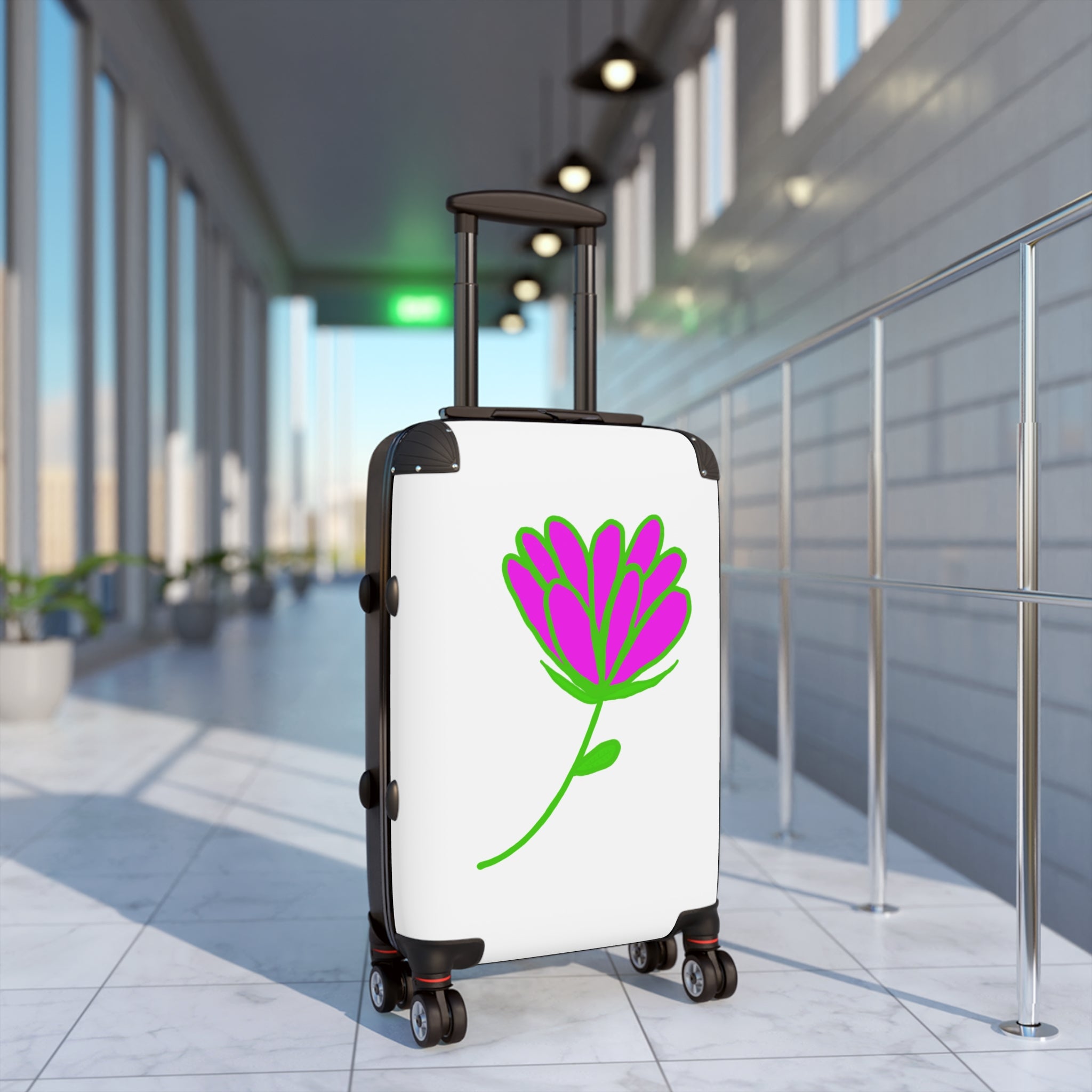 Floral Carry-On Suitcase — Bright Pink Bloom Travel Luggage