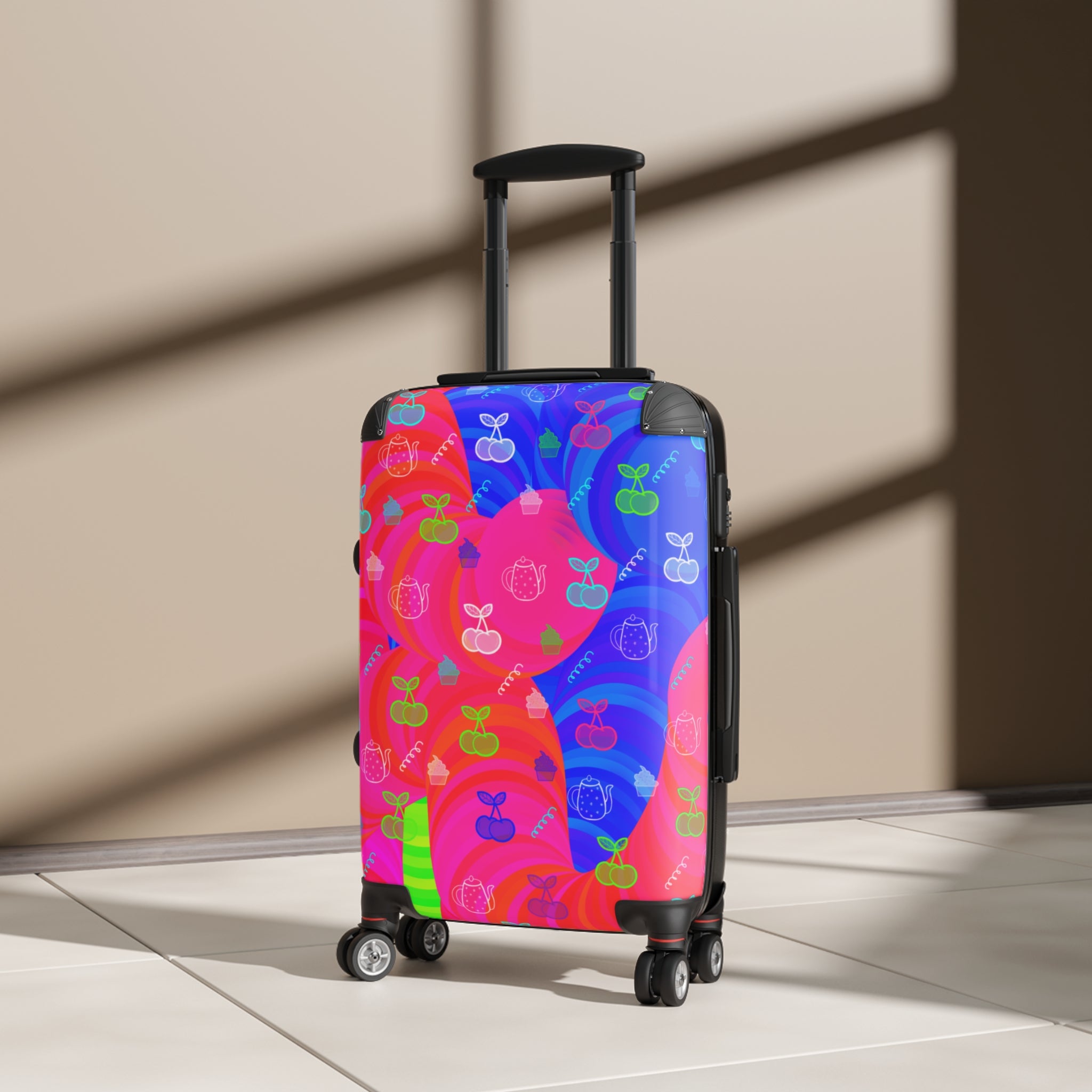 Colorful Cherry Pop Suitcase – Vibrant Travel Carry-On