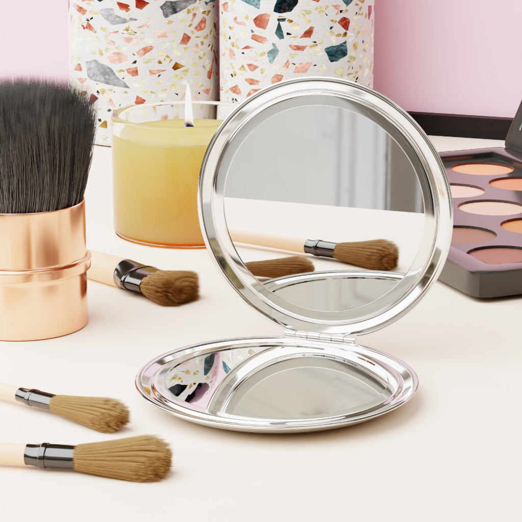 Compact Travel Mirror — Iridescent Blue-Purple Wave Pattern