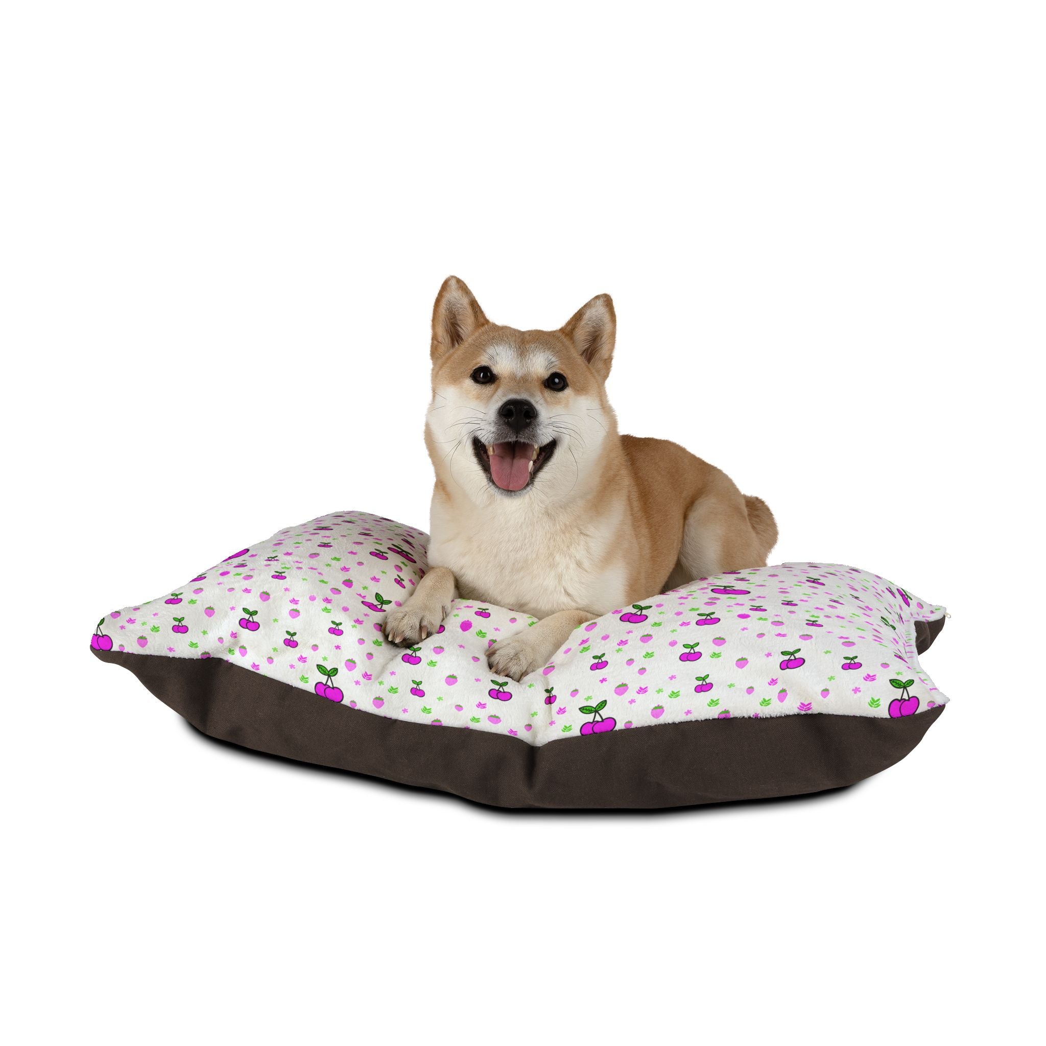 Pink Apple Pattern Pet Bed — Plush Small Dog & Cat Pillow