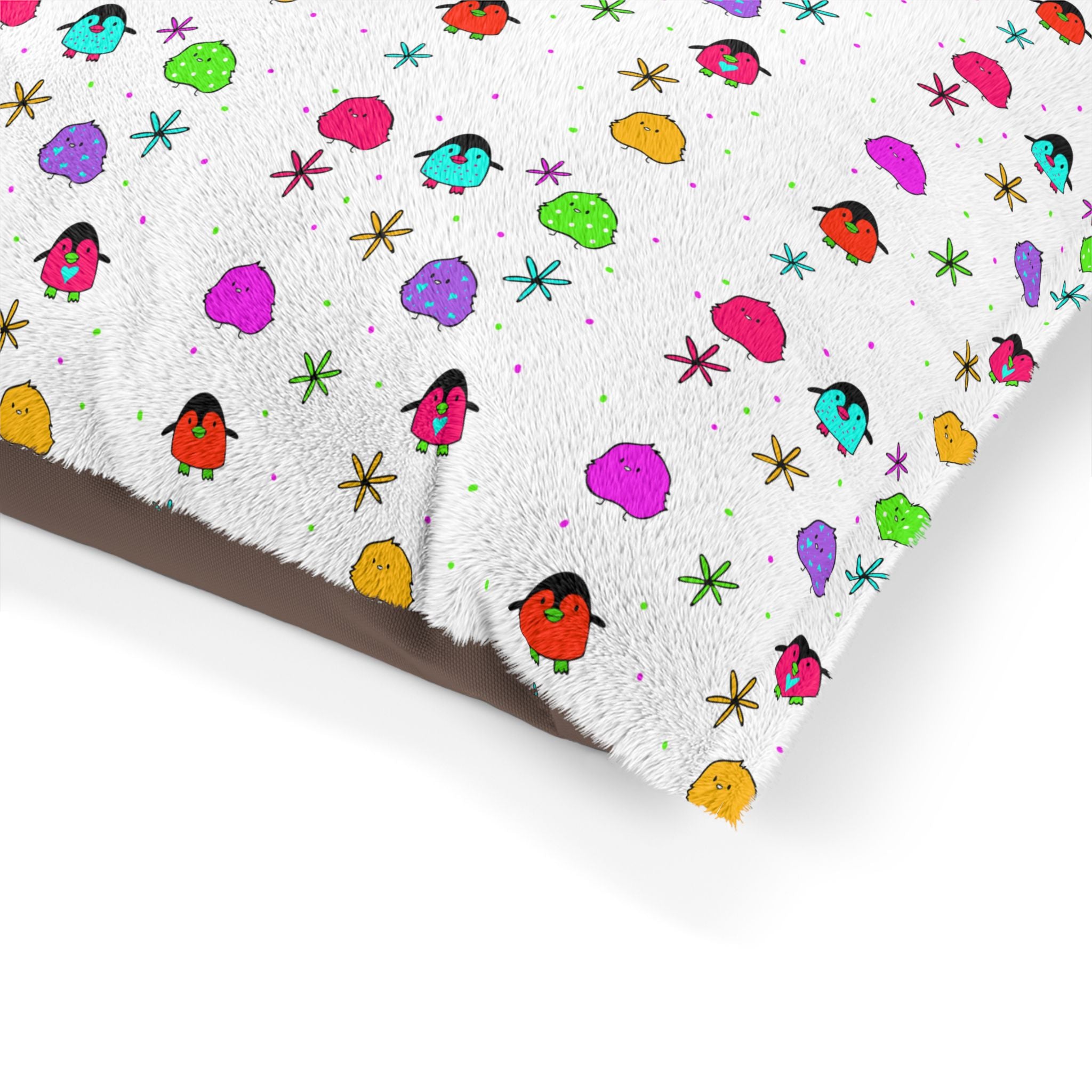 Colorful Chick Pattern Pet Bed — Cozy Plush Dog & Cat Pillow