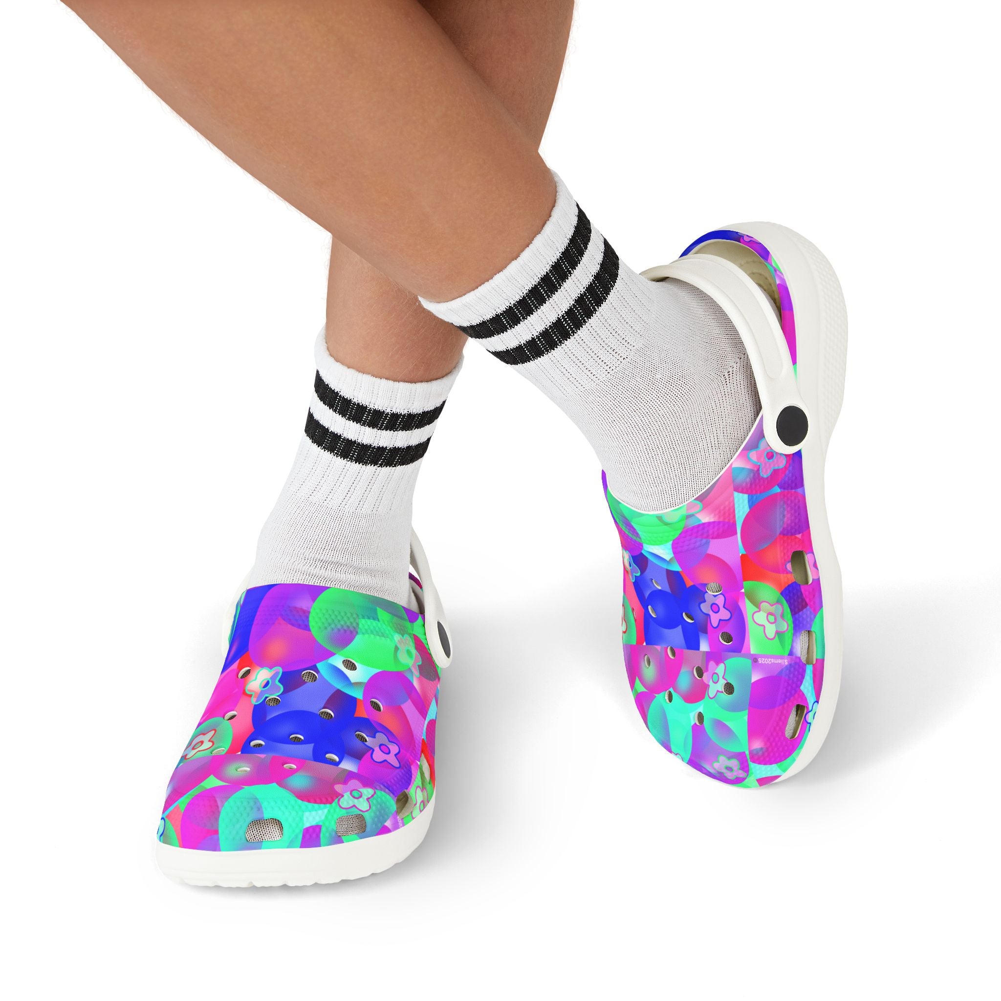 Kids Floral Bubble Clogs — Colorful Pink & Purple EVA Foam Slip-Ons