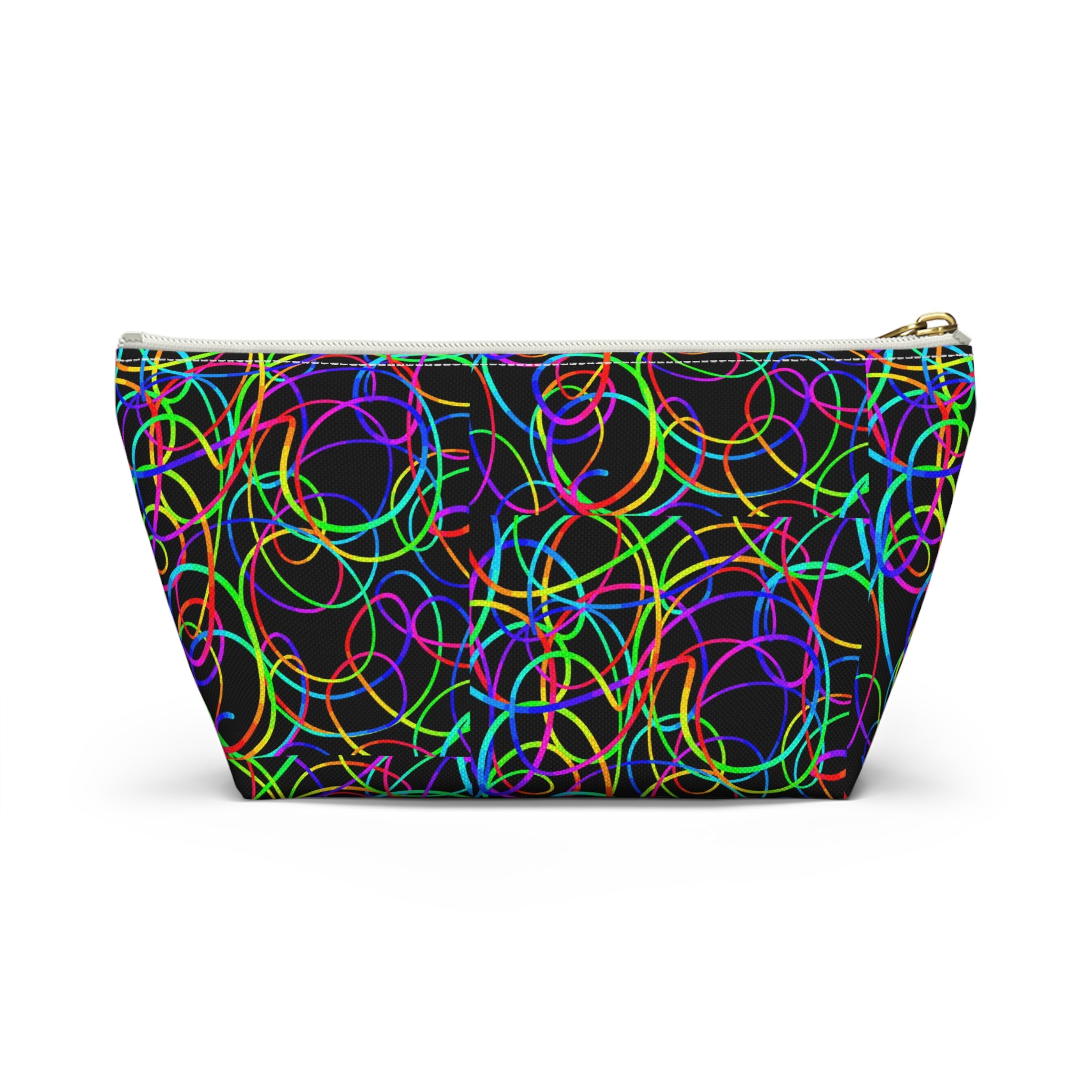 Fairy Girl Neon Circles Accessory Pouch — Womens Cosmetic Bag with T‑Bottom