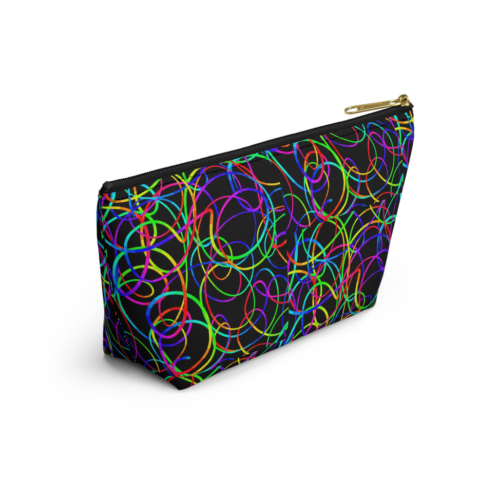 Fairy Girl Neon Circles Accessory Pouch — Womens Cosmetic Bag with T‑Bottom