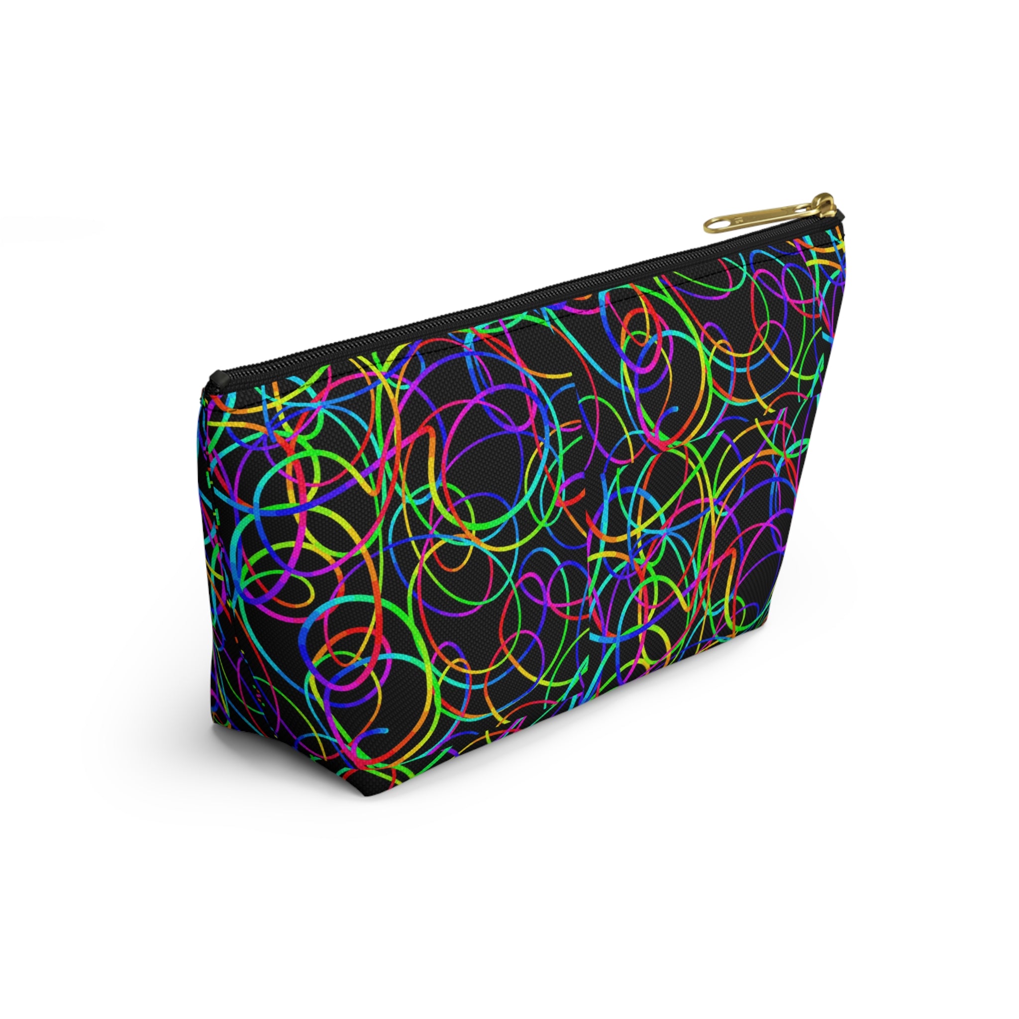 Fairy Girl Neon Circles Accessory Pouch — Womens Cosmetic Bag with T‑Bottom