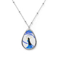 Inspirational Blue Dancer Oval Necklace — "I will rise" Teardrop Pendant