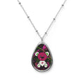 Cute Pink Bear Oval Necklace — Kawaii Teddy Pendant Jewelry