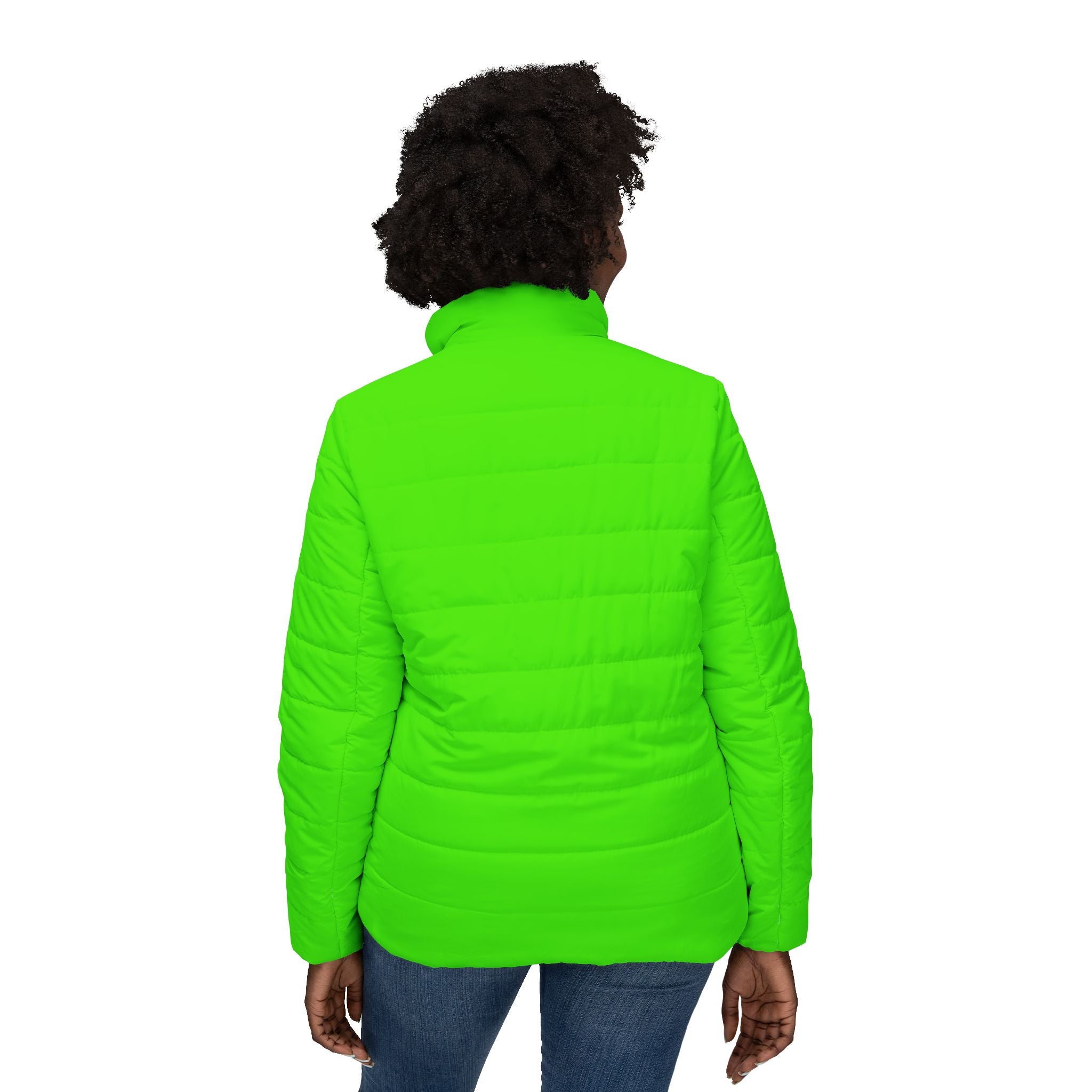 Neon Green Women’s Puffer Jacket — Lightweight Quilted Winter Coat
