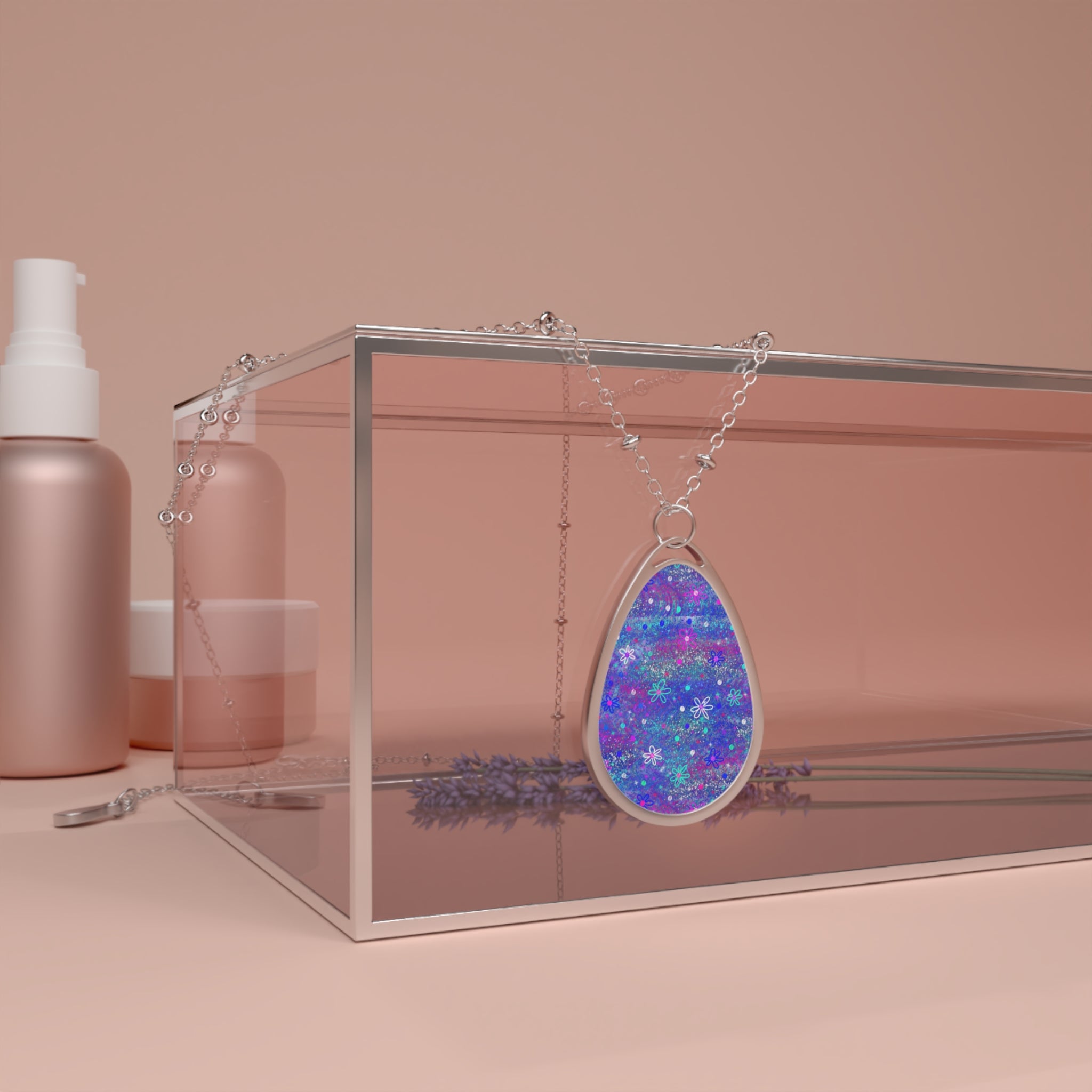 Galaxy Teardrop Oval Necklace