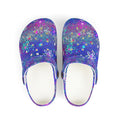 Kids Floral Galaxy EVA Foam Clogs — Purple Sparkle All-Over Print