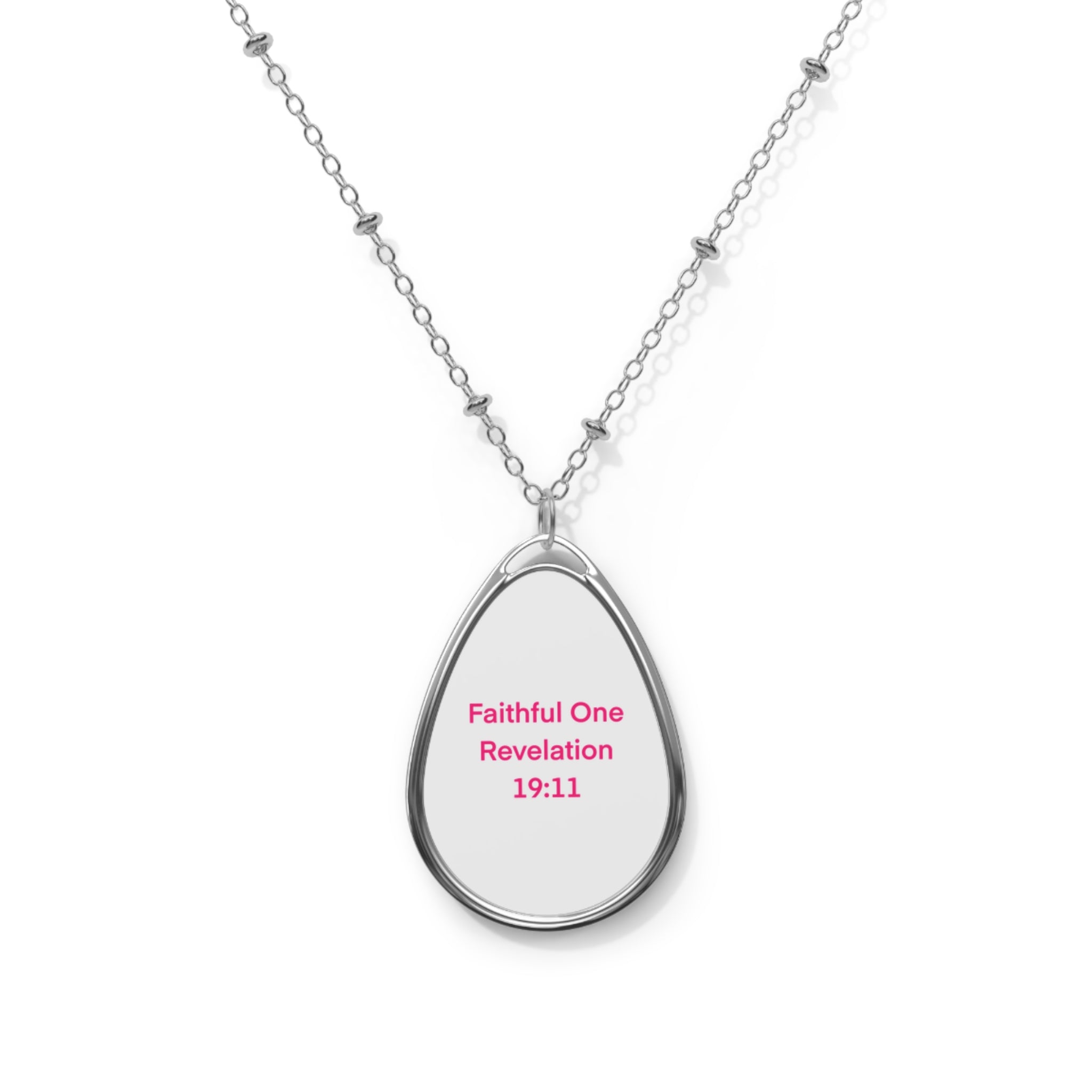 Faithful One Oval Necklace — Revelation 19:11 Inspirational Pendant