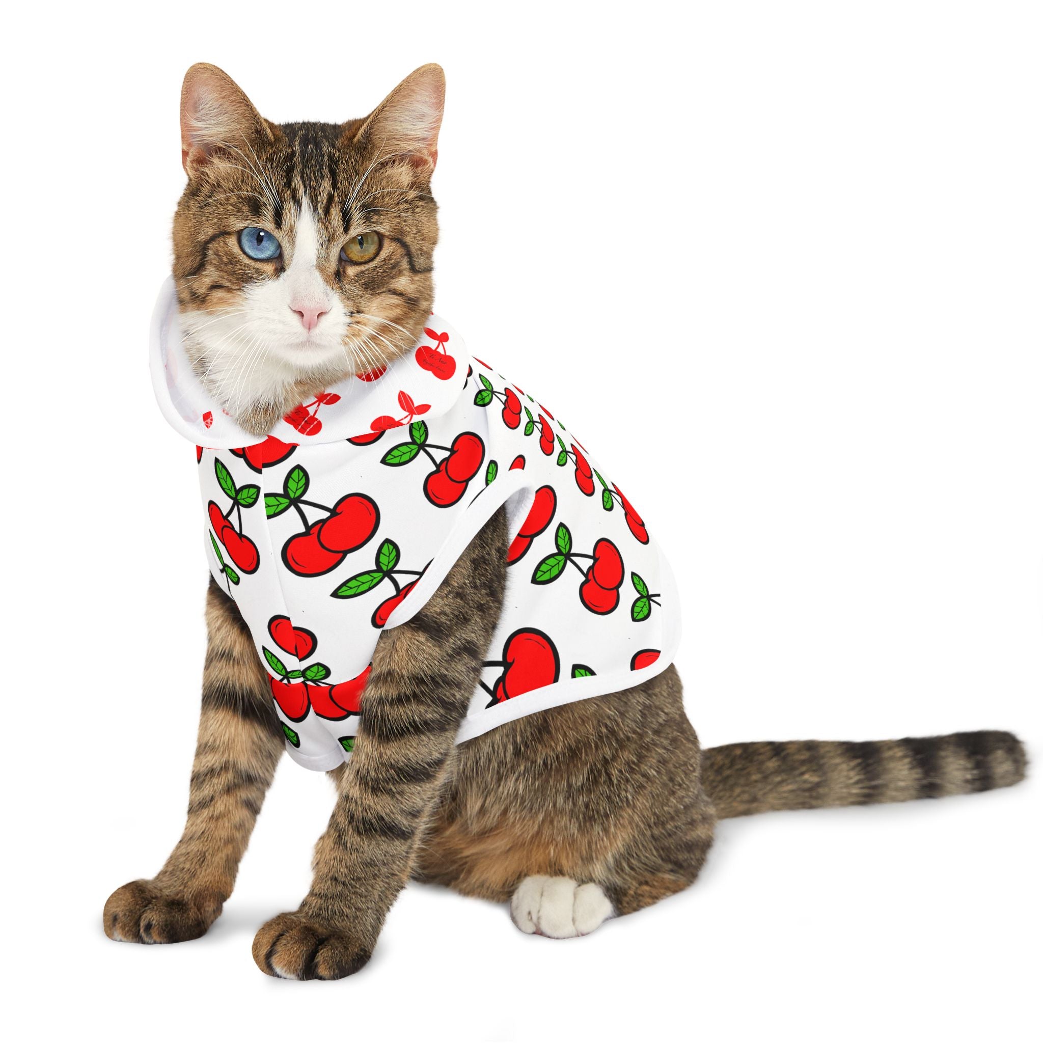 Cherry Pattern Pet Hoodie — Cute Red Cherry Dog & Cat Hoodie