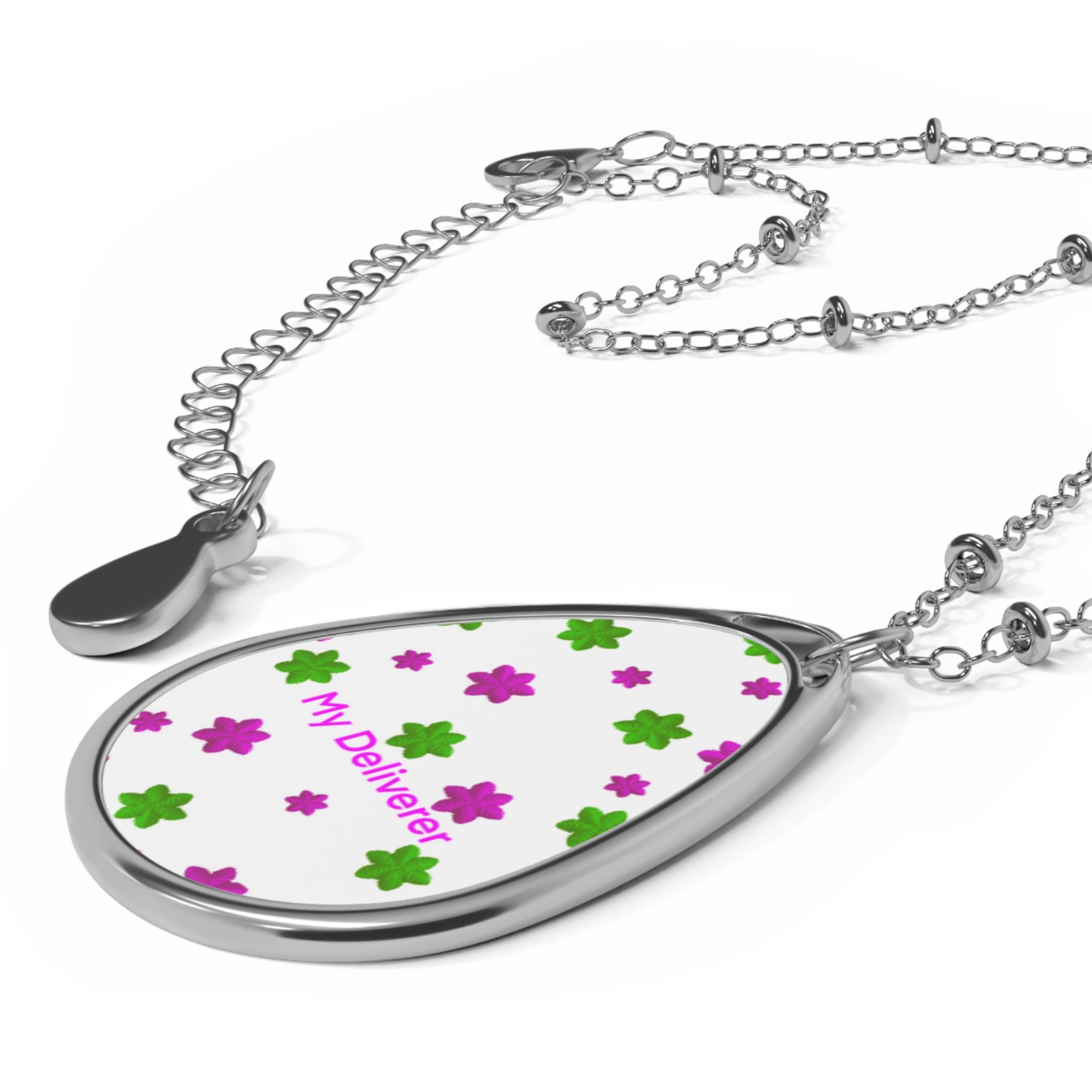 My Deliverer Oval Necklace — Floral Pendant Necklace for Caregivers & Healthcare Workers