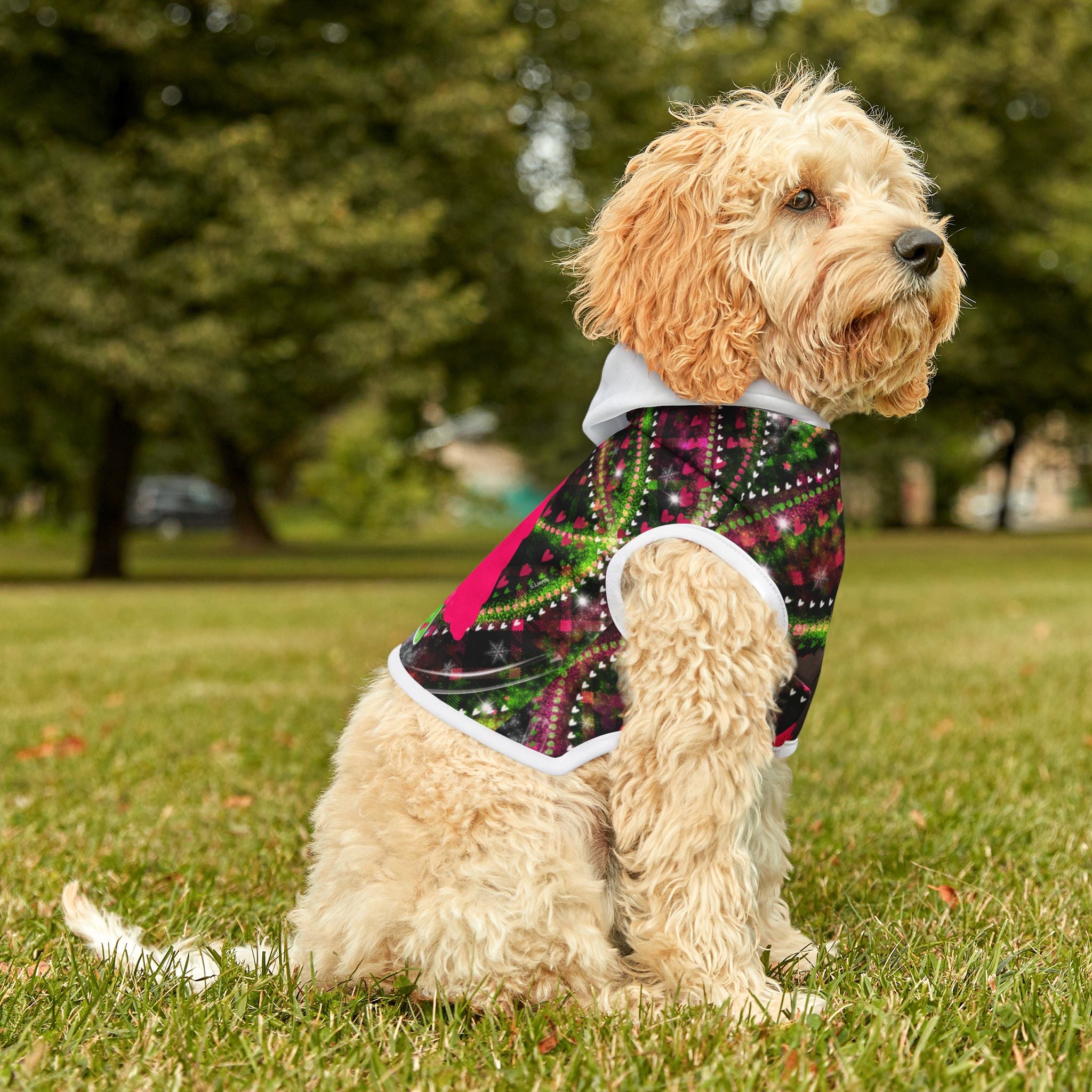 Pet Hoodie - Festive Floral Girl Silhouette Dog/Pet Hoodie