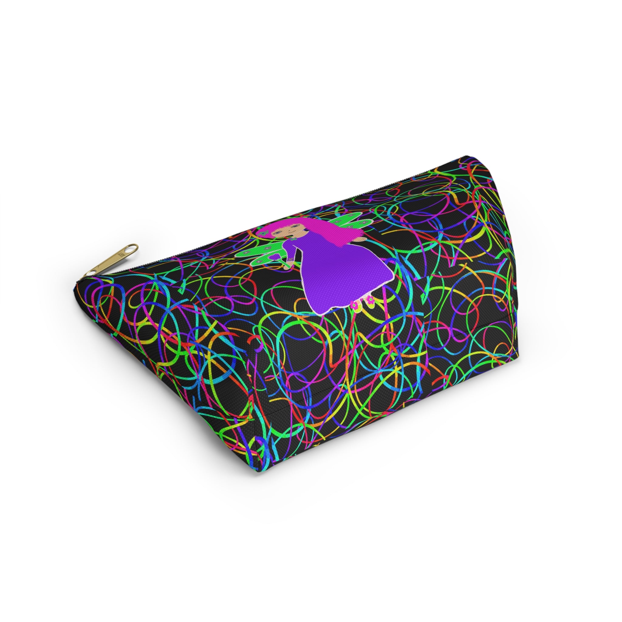 Fairy Neon Accessory Pouch — Colorful Circle Pattern T-Bottom Makeup Bag