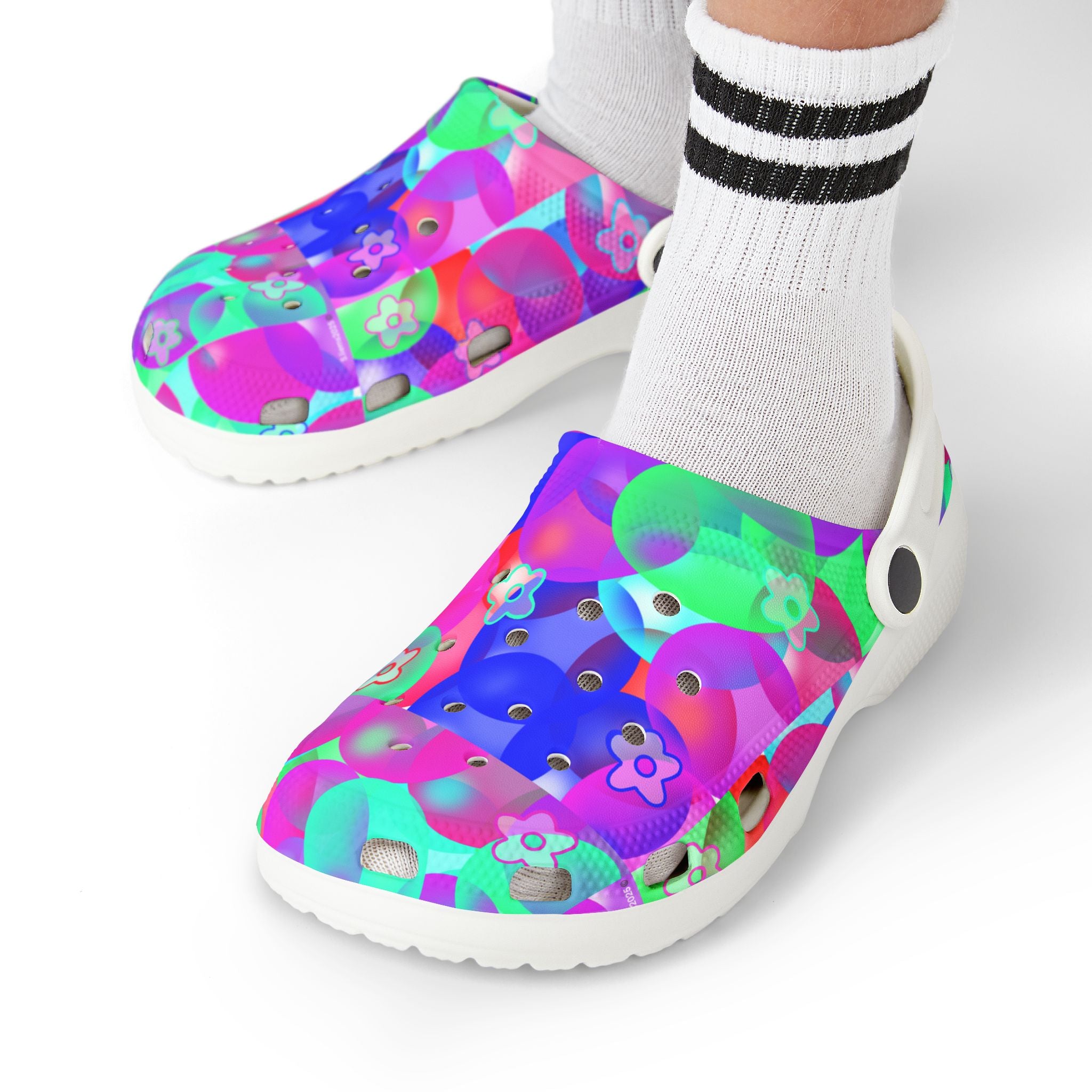 Kids Floral Bubble Clogs — Colorful Pink & Purple EVA Foam Slip-Ons