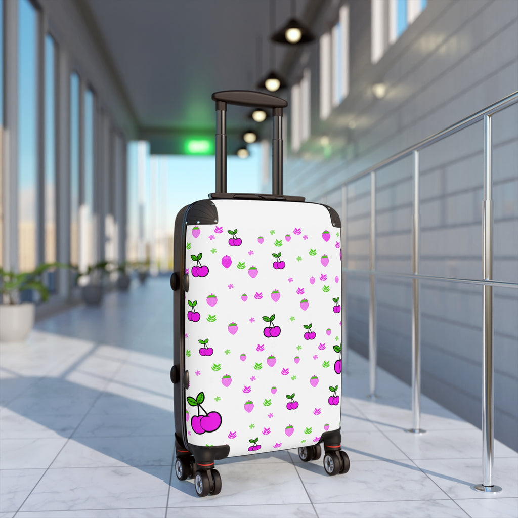 Cherry Pattern Suitcase – Cute Pink Cherry Luggage Cover for Travel