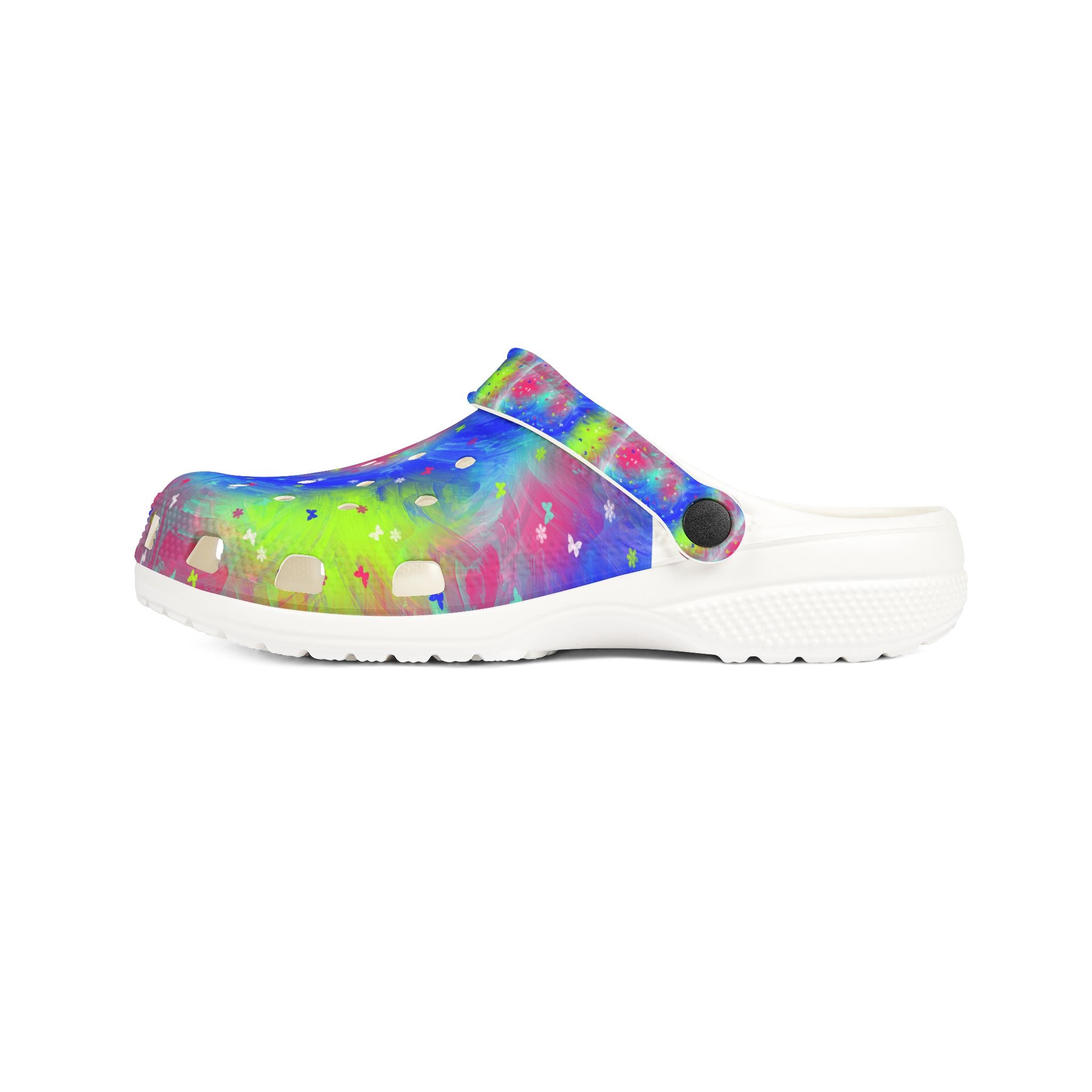 Color Splash EVA Foam Clogs — Tie-Dye Neon Garden Slip-On Shoes